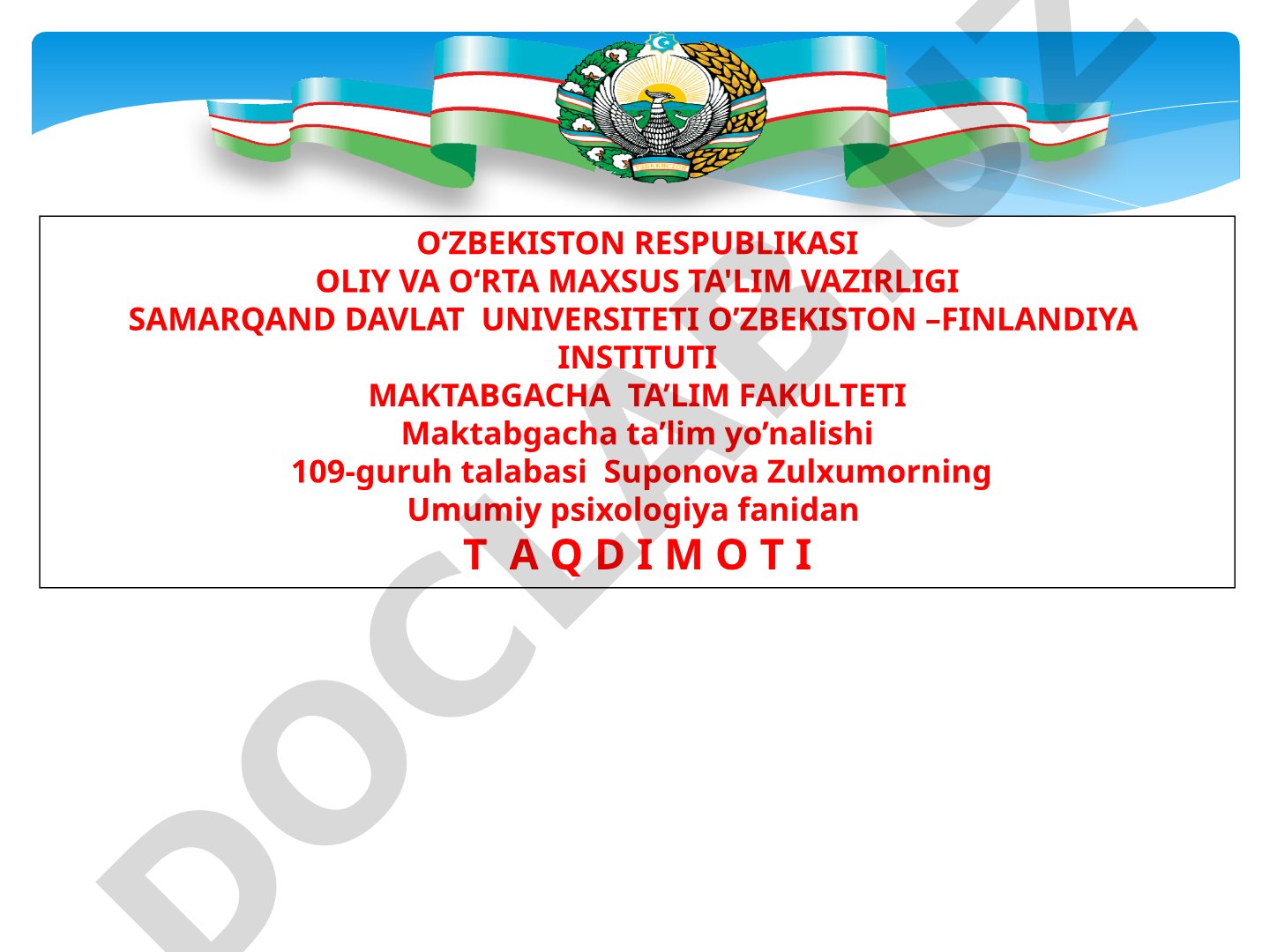 Farzand tarbiyasida ota-onalarning pedagogik-psixologik bilimlarini oshirish