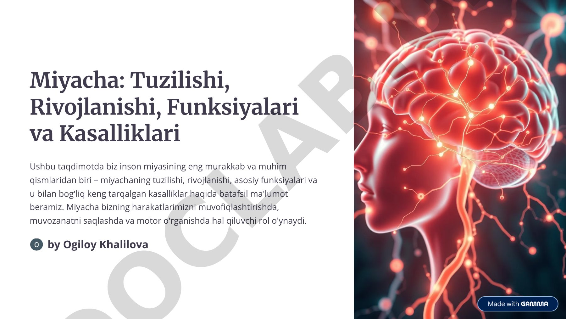 Miyacha: Tuzilishi, Rivojlanishi, Fiziologiyasi va Kasalliklari