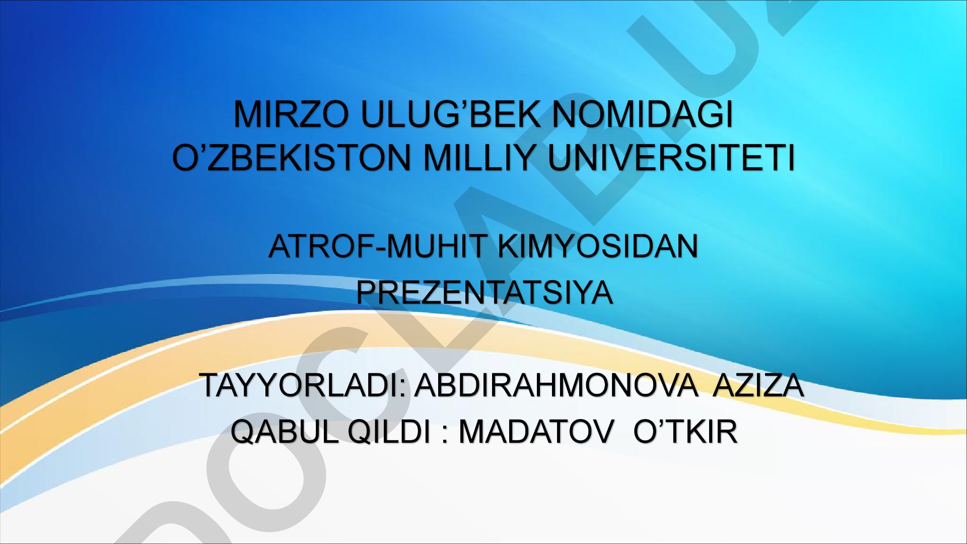 Dengiz va ichimlik suvidagi kimyoviy moddalar va elementlarning tahlili
