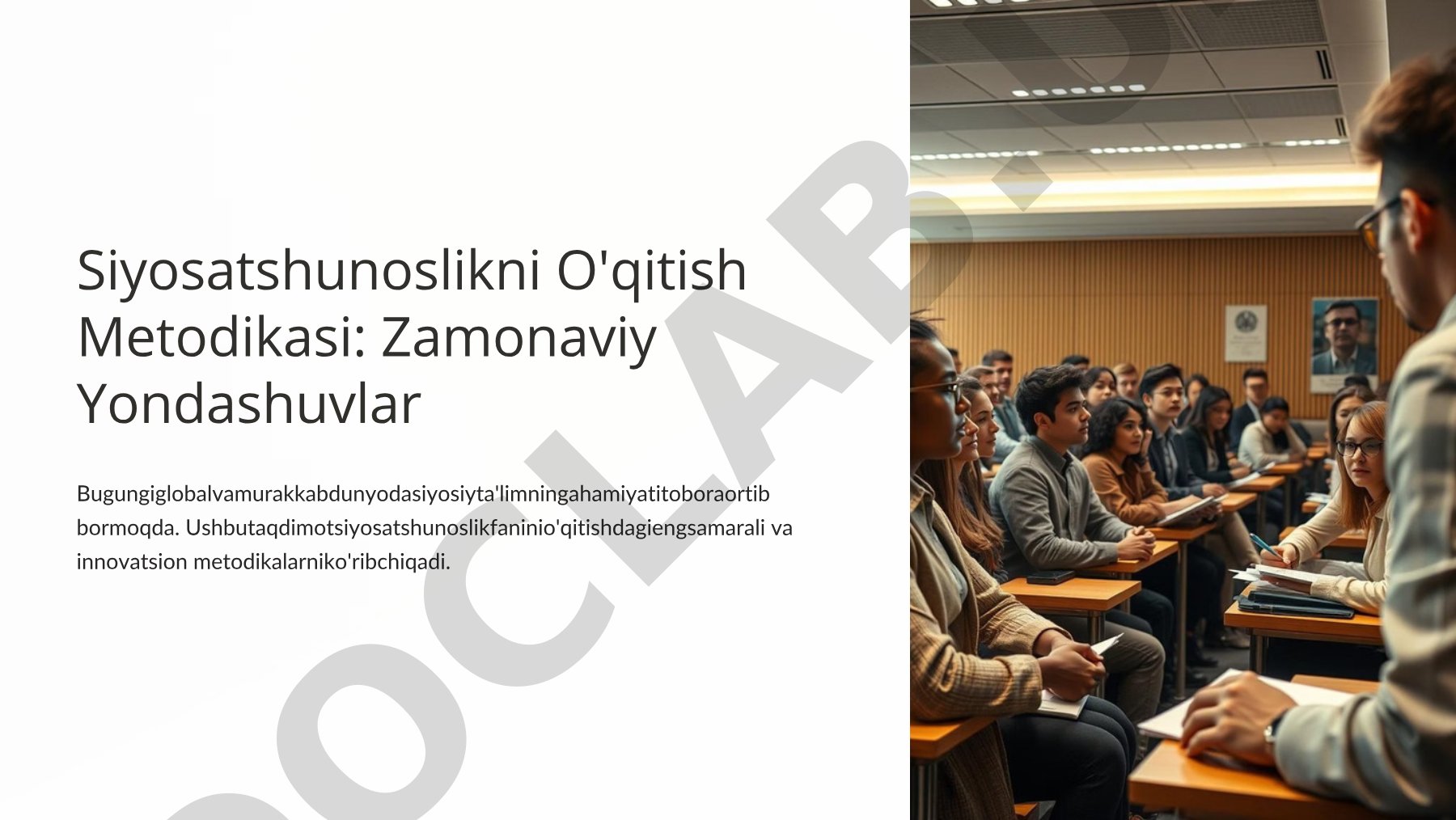 Siyosatshunoslikni O'qitish Metodikasi: Zamonaviy Yondashuvlar