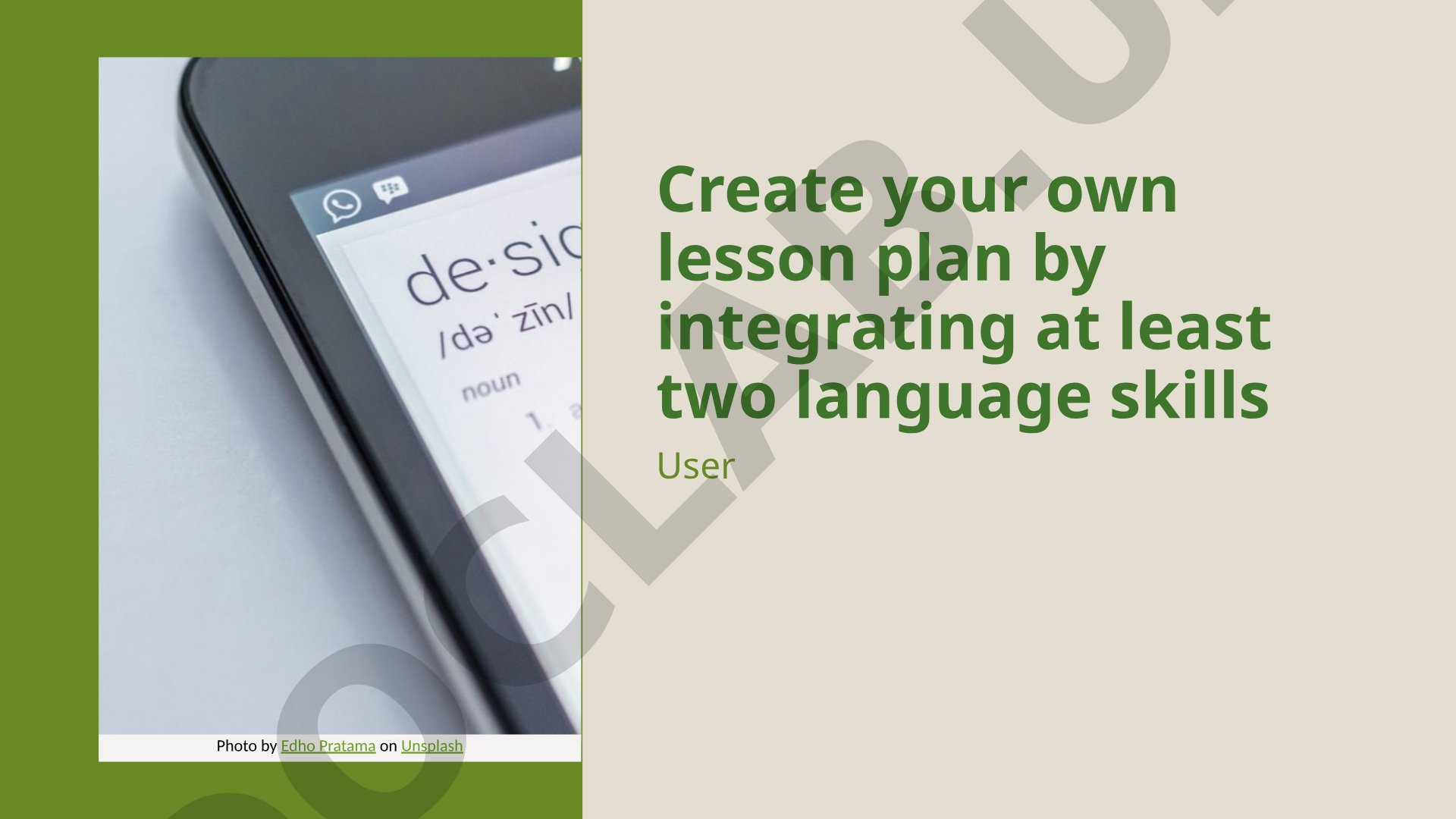 Lesson plan by integrating at least two language skills