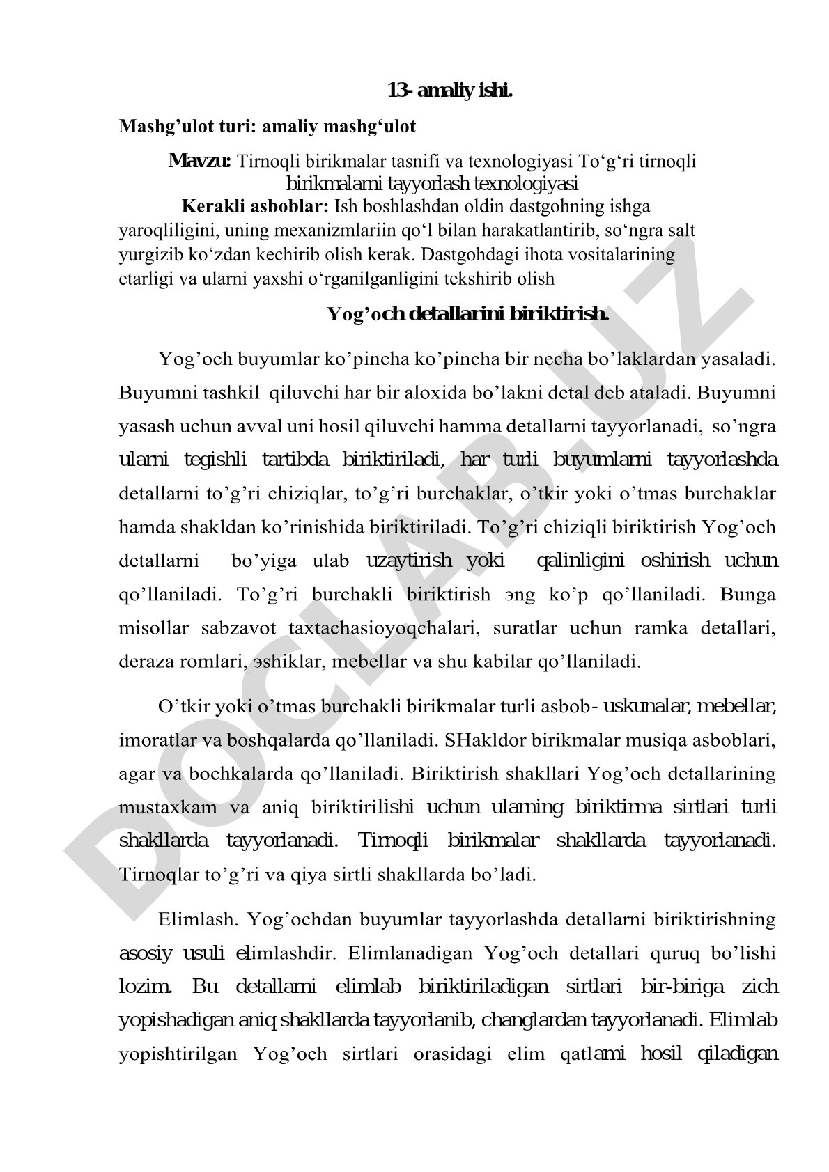 Tirnoqli birikmalar tasnifi va texnologiyasi