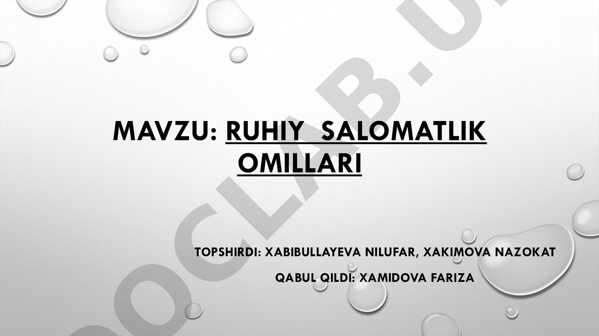 Ruhiy salomatlik omillari