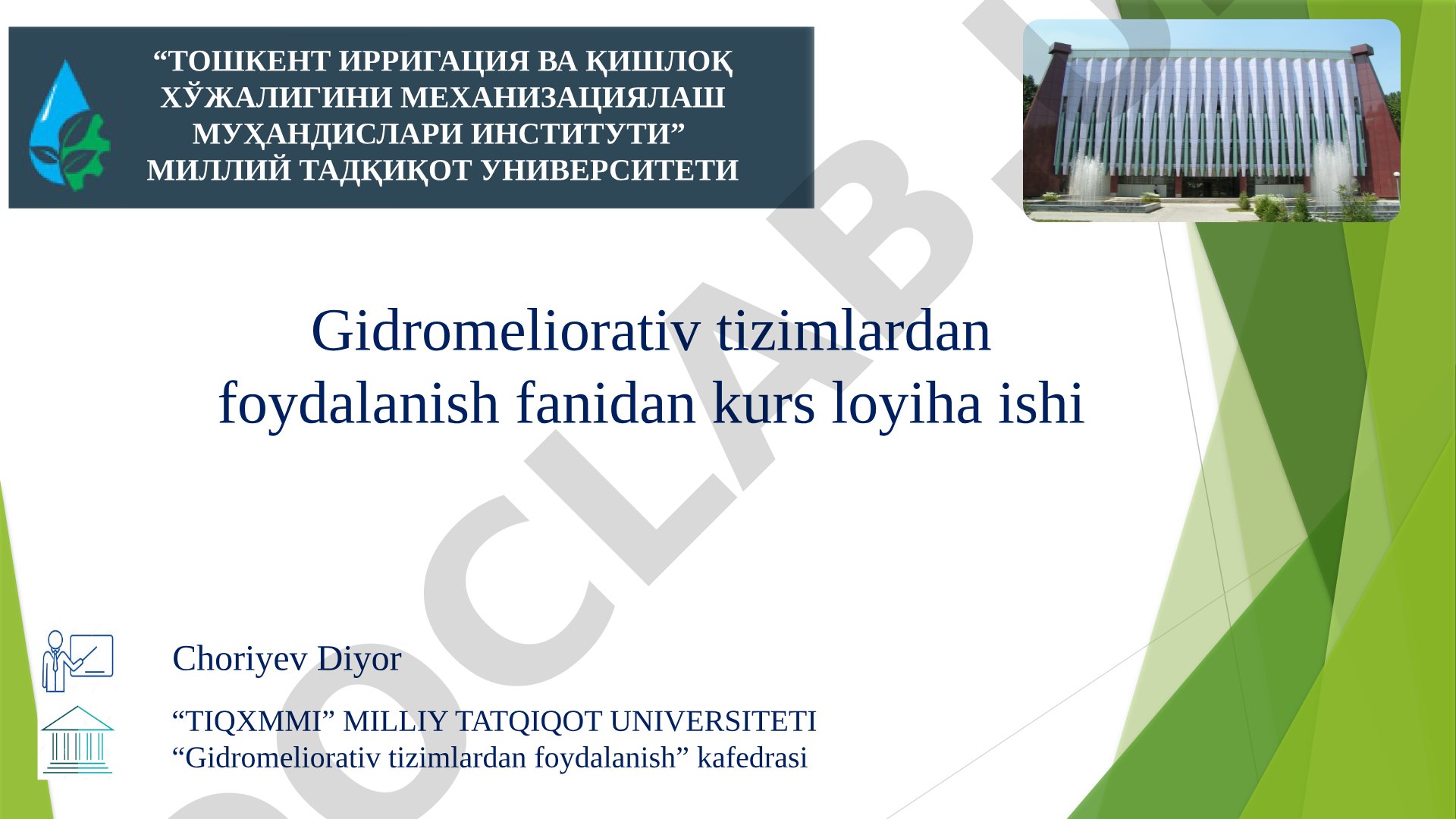 Loyihaviy yer maydoni hisobi