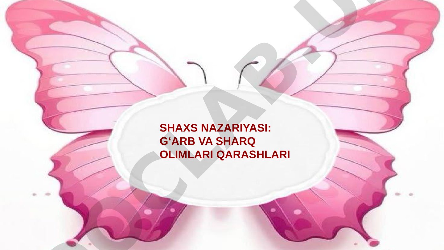 Shaxs nazariyasi: G'arb va Sharq olimlari qarashlari