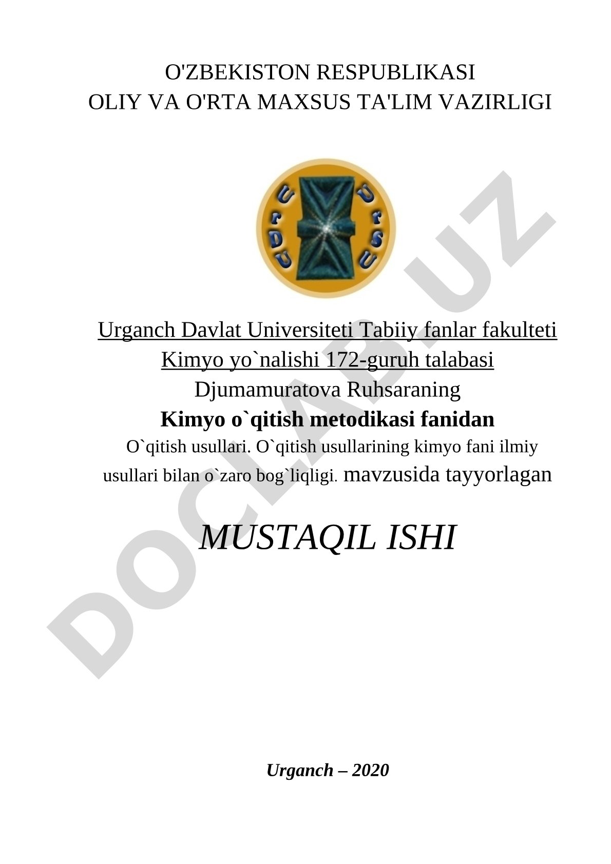 O'qitish usullari. O'qitish usullarining kimyo fani ilmiy usullari bilan o'zaro bog'liqligi