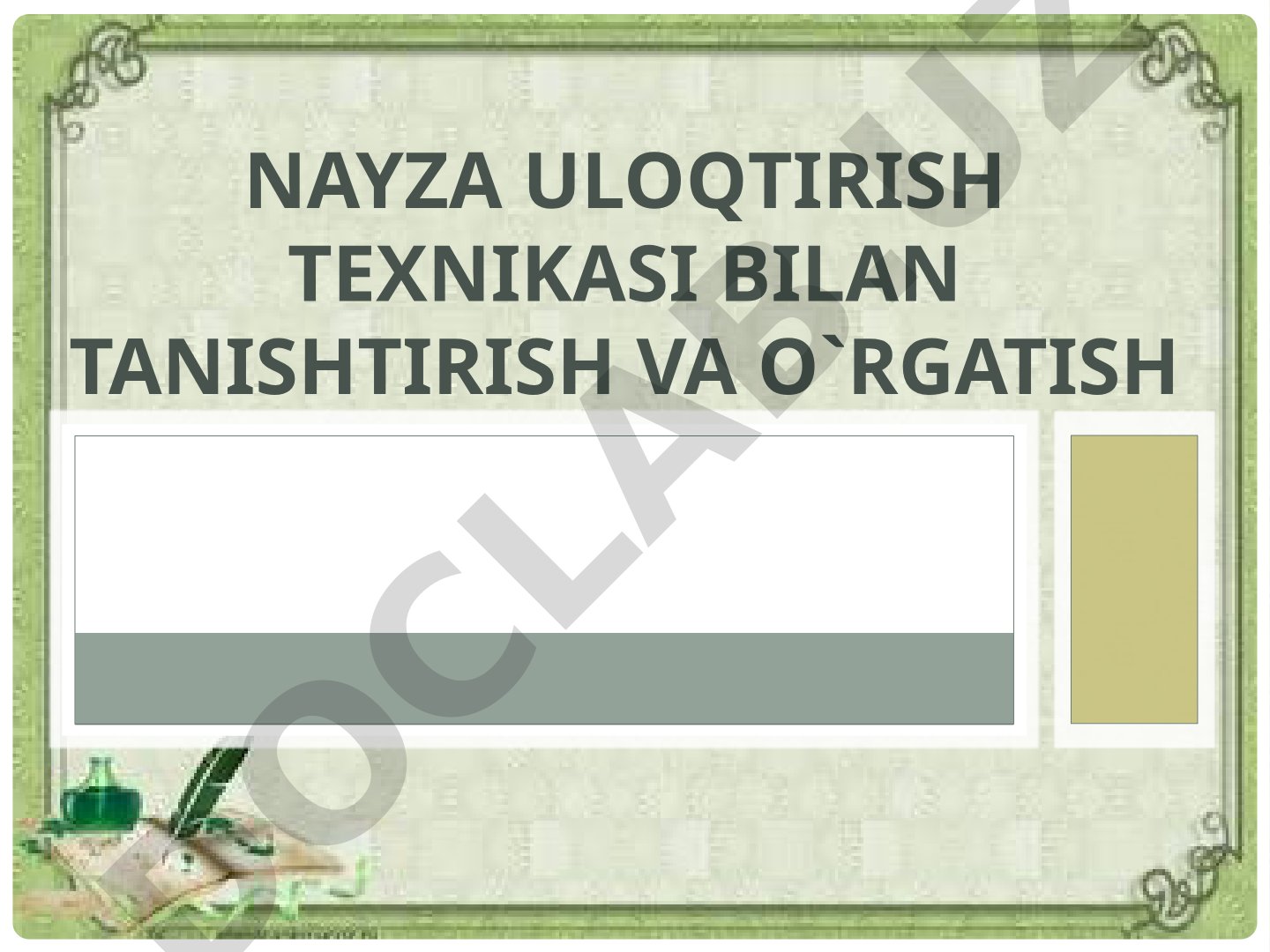 Nayza uloqtirish texnikasi bilan tanishtirish va o‘rgatish