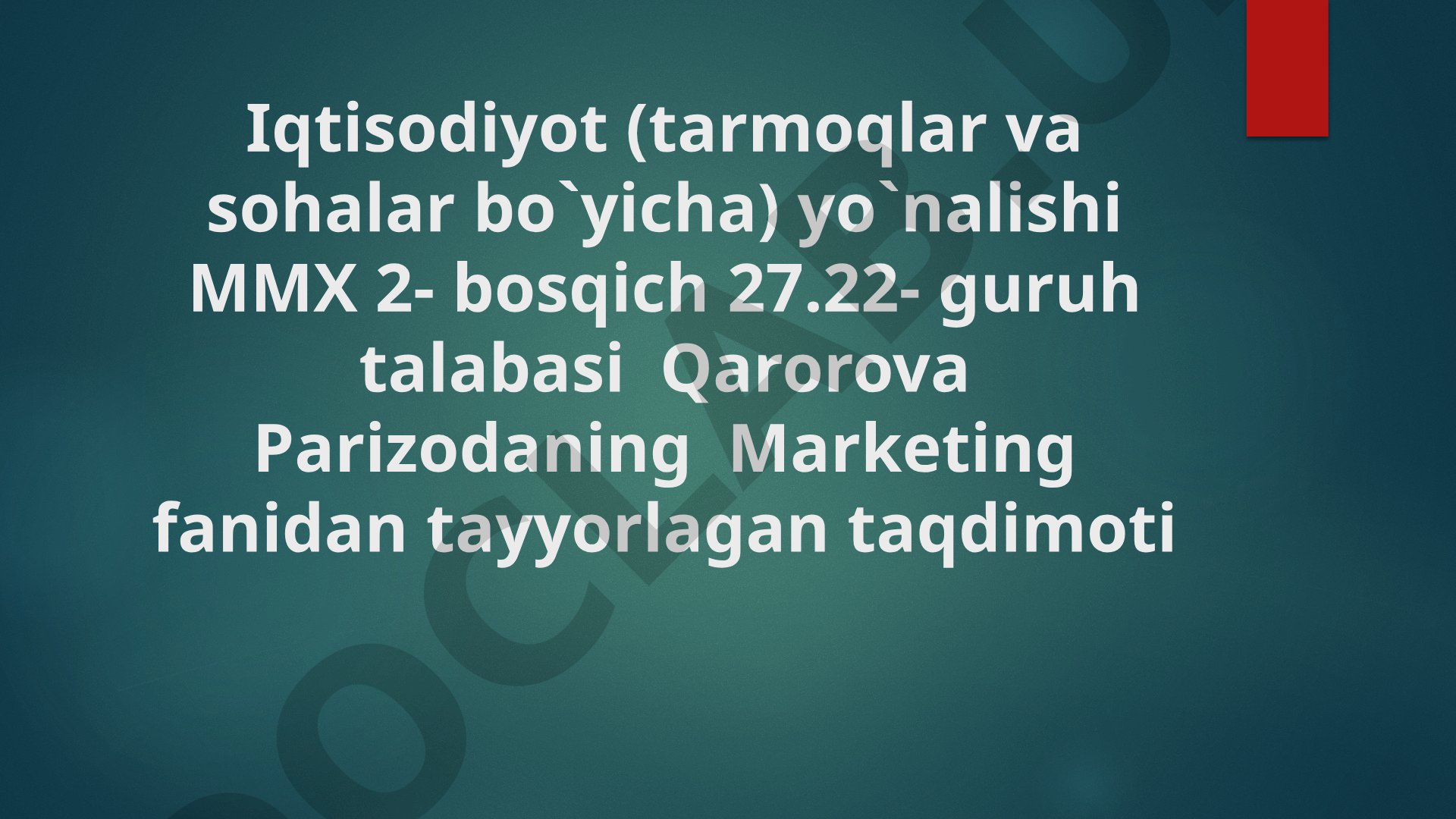 Tovar assortimenti tushunchasi, xossalari, ko'rsatkichlari, boshqarish va tahlil qilish