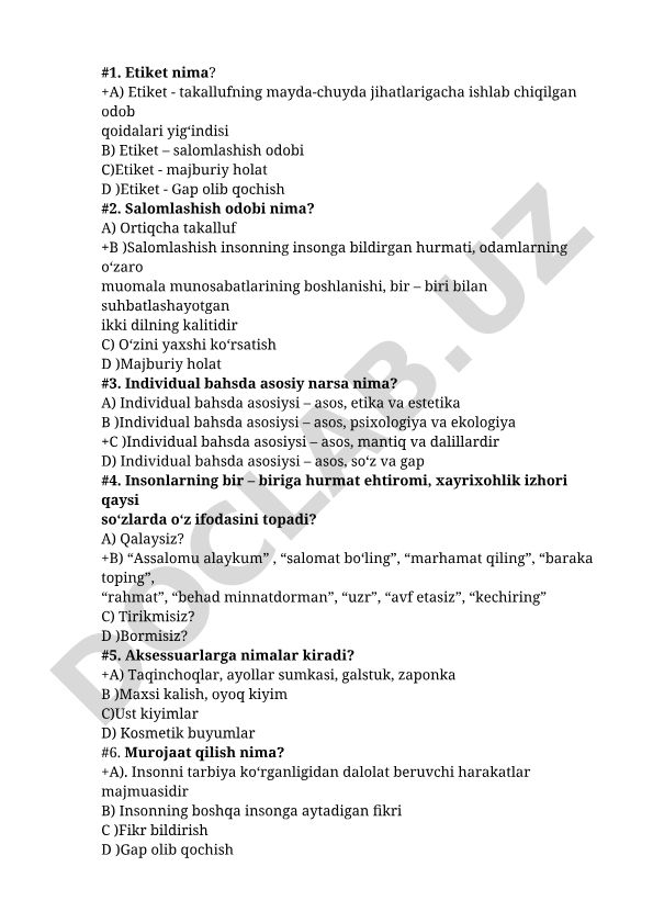 Etiket va odob-axloq qoidalari
