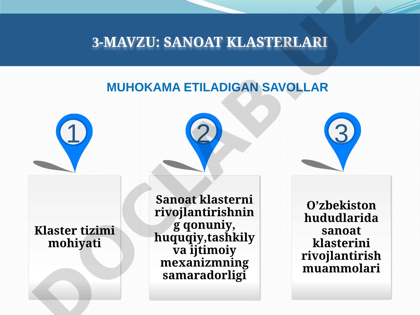 Sanoat klasterlarini rivojlantirishning qonuniy, huquqiy, tashkiliy va ijtimoiy