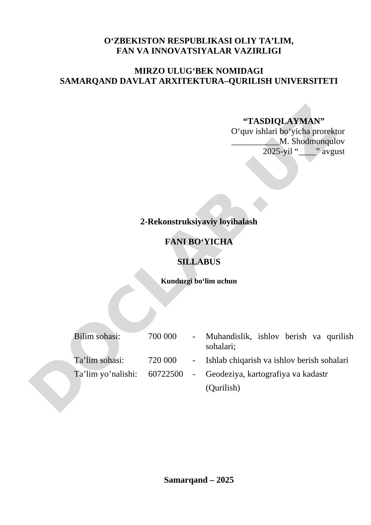 Loyihalash 2 - Obyektlarni qayta tiklash haqidagi fan