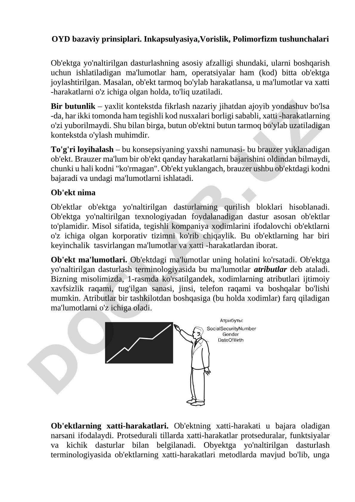 OYD bazaviy prinsiplari. Inkapsulyasiya,Vorislik, Polimorfizm tushunchalari