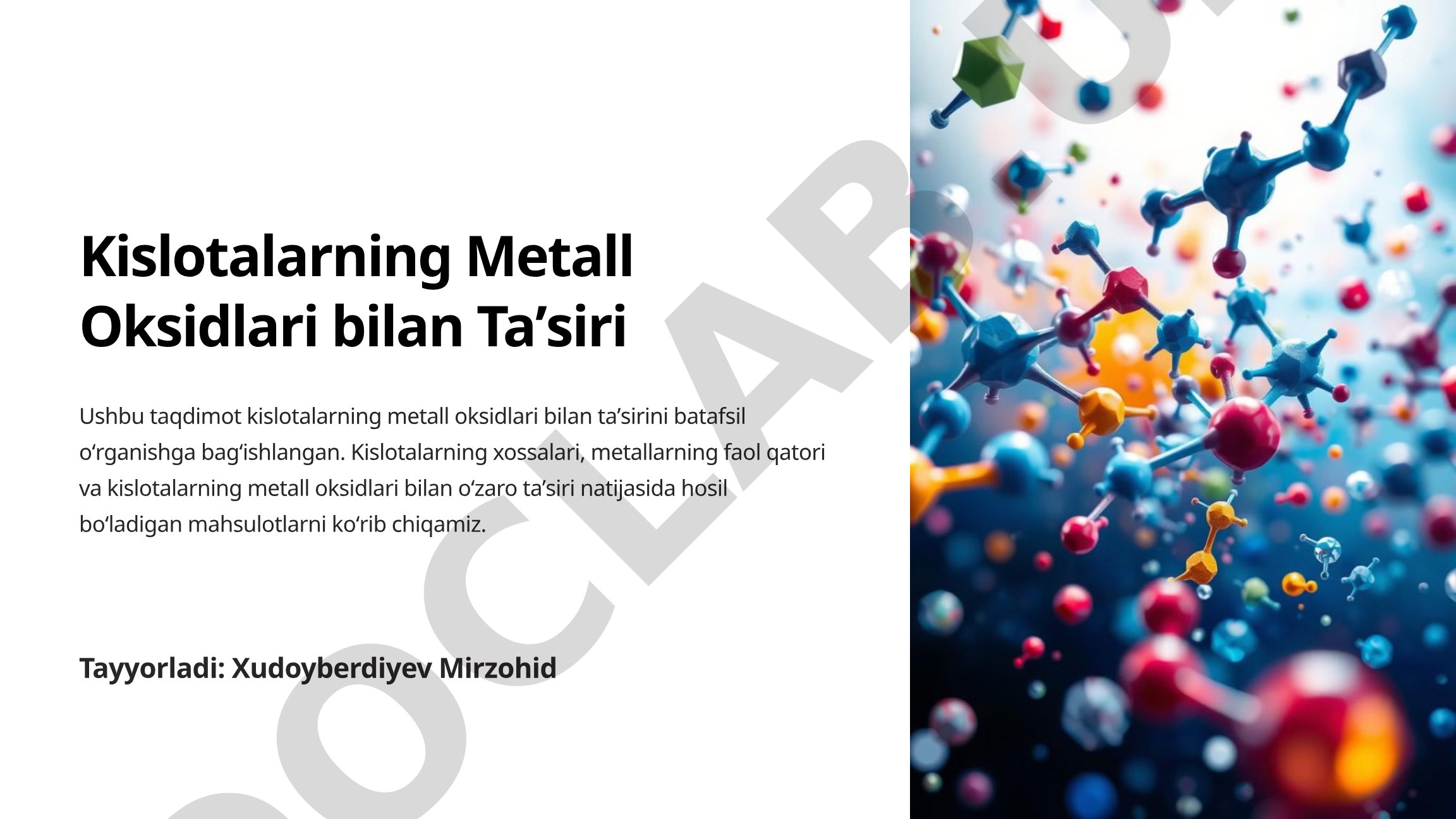 Kislotalarning Metall Oksidlari bilan Taʼsiri