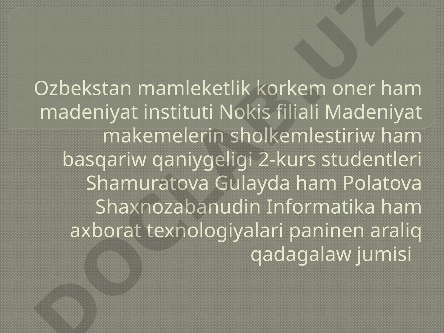 Zamanagoy multmediyali kompyuterler olardin texnikaliq ham programmaliq tamiynati. Kompyuter arxitekturasi