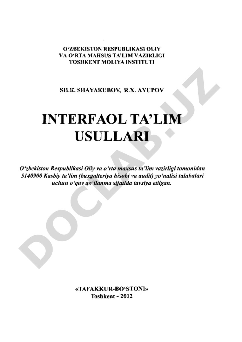 Interfaol ta'lim usullari