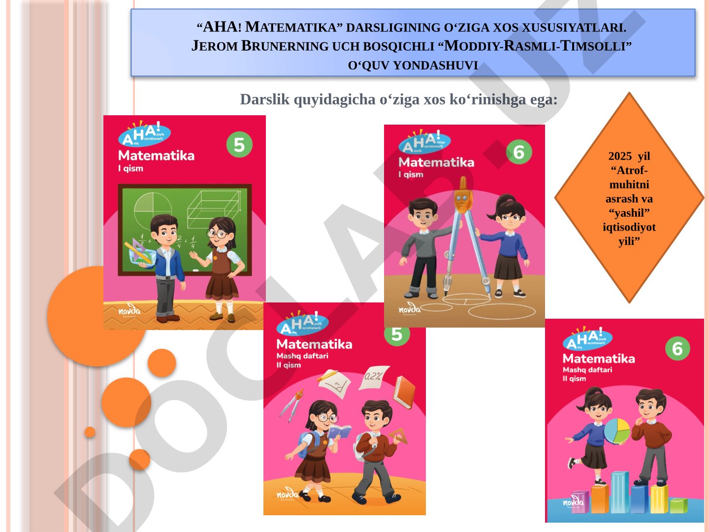 AHA! Matematika darsligining o‘ziga xos xususiyatlari