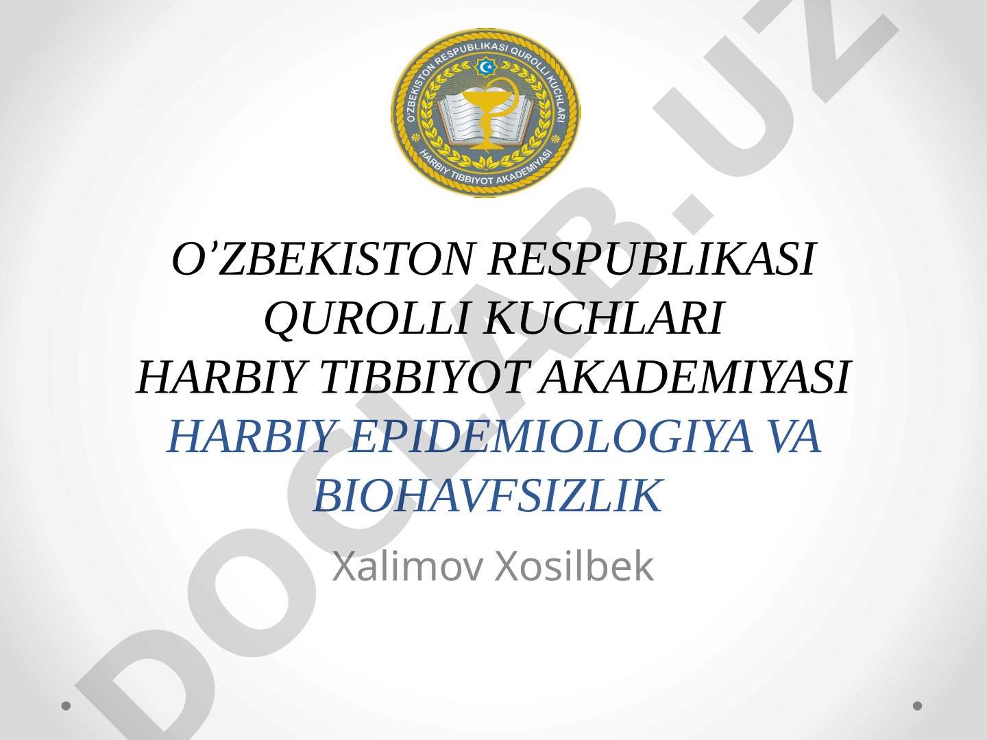 Omaviy Qirg‘in Qurollari (OQQ) Qo‘llanishi Xavfi Yuqori Bo‘lganda O‘tkaziladigan Rekognostsirovkani Tashkillashtirish va O‘tkazish Tamoyillari