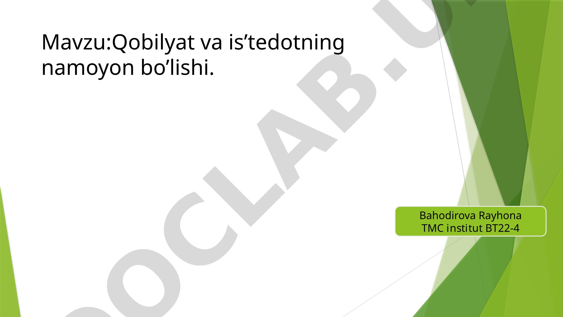 Qobilyat va is’tedotning namoyon bo’lishi