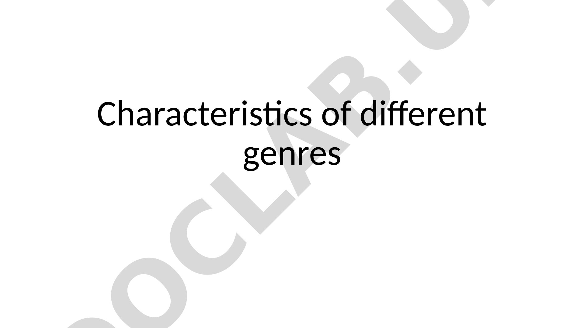 Characteristics of different genres