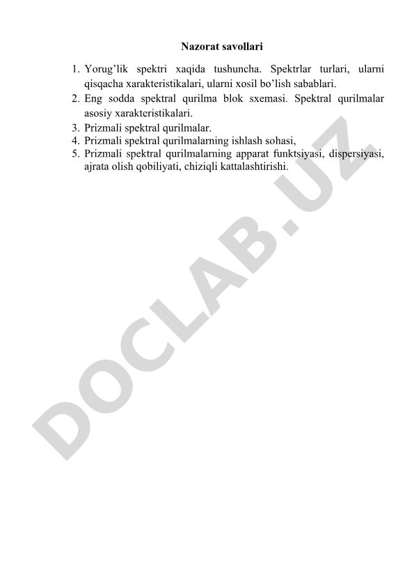 Yorug'lik spektri va prizmali spektral qurilmalar