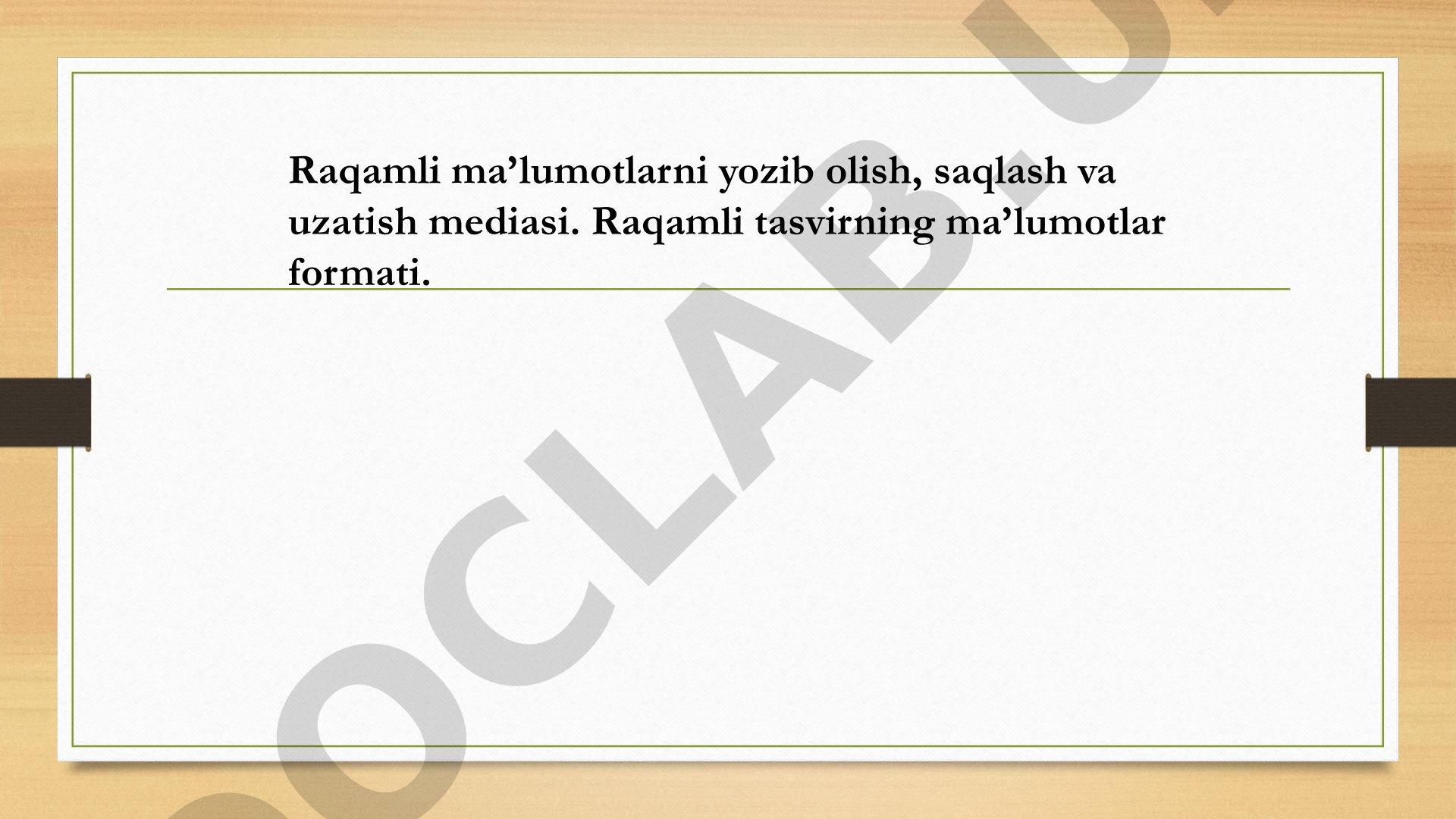 Raqamli ma'lumotlarni yozib olish, saqlash va uzatish mediasi