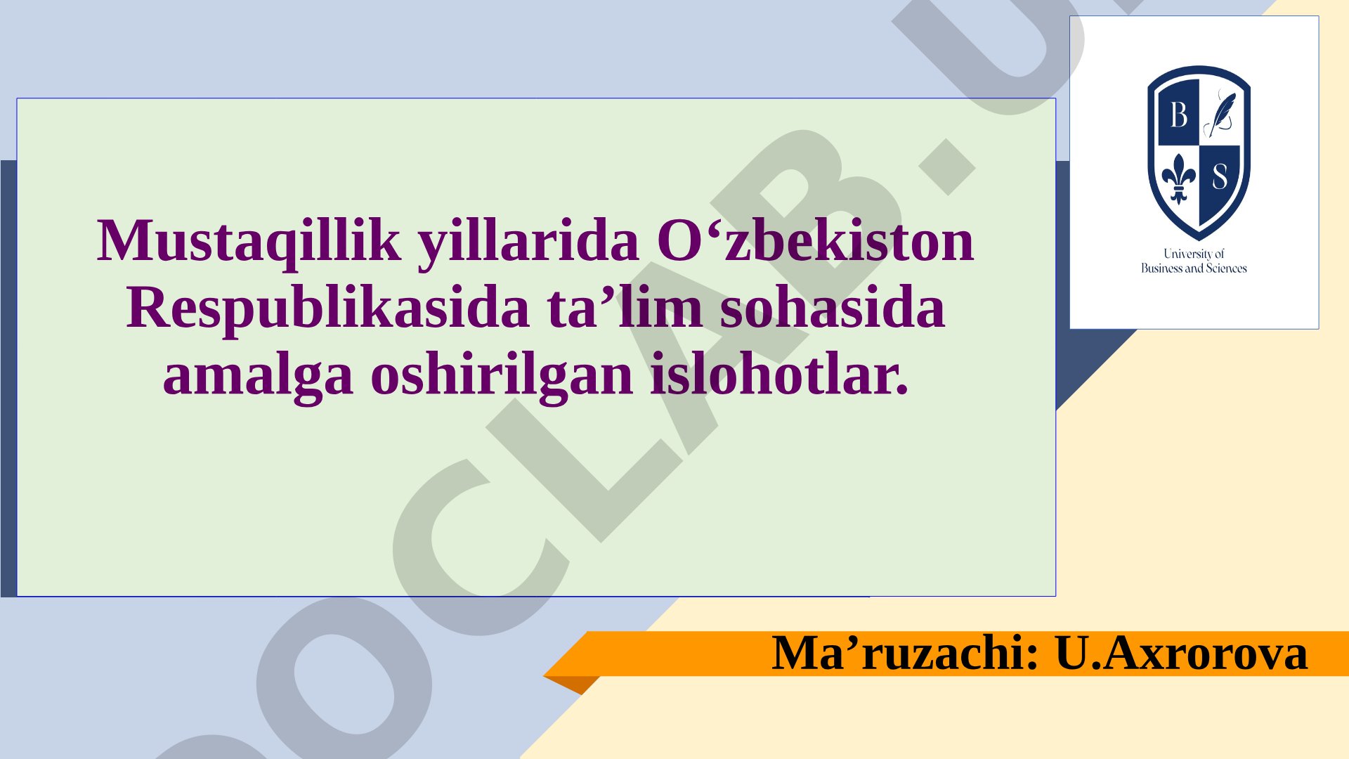 Mustaqillik yillarida O‘zbekiston Respublikasida ta’lim sohasida amalga oshirilgan islohotlar.