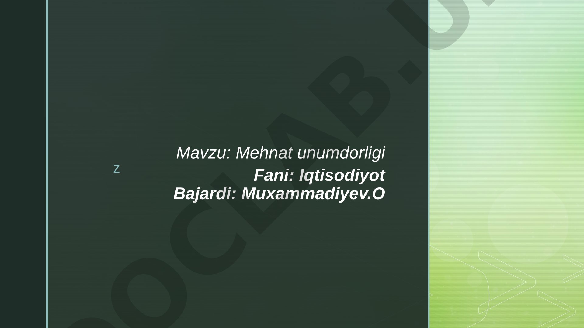 Mehnat unumdorligi tushunchasi, mohiyati va iqtisodiyotdagi ahamiyati haqida taqdimot