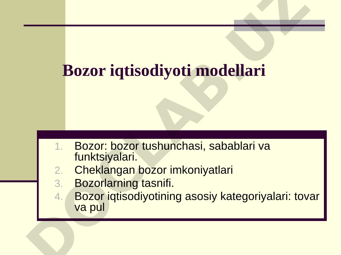 Bozor iqtisodiyoti modellari