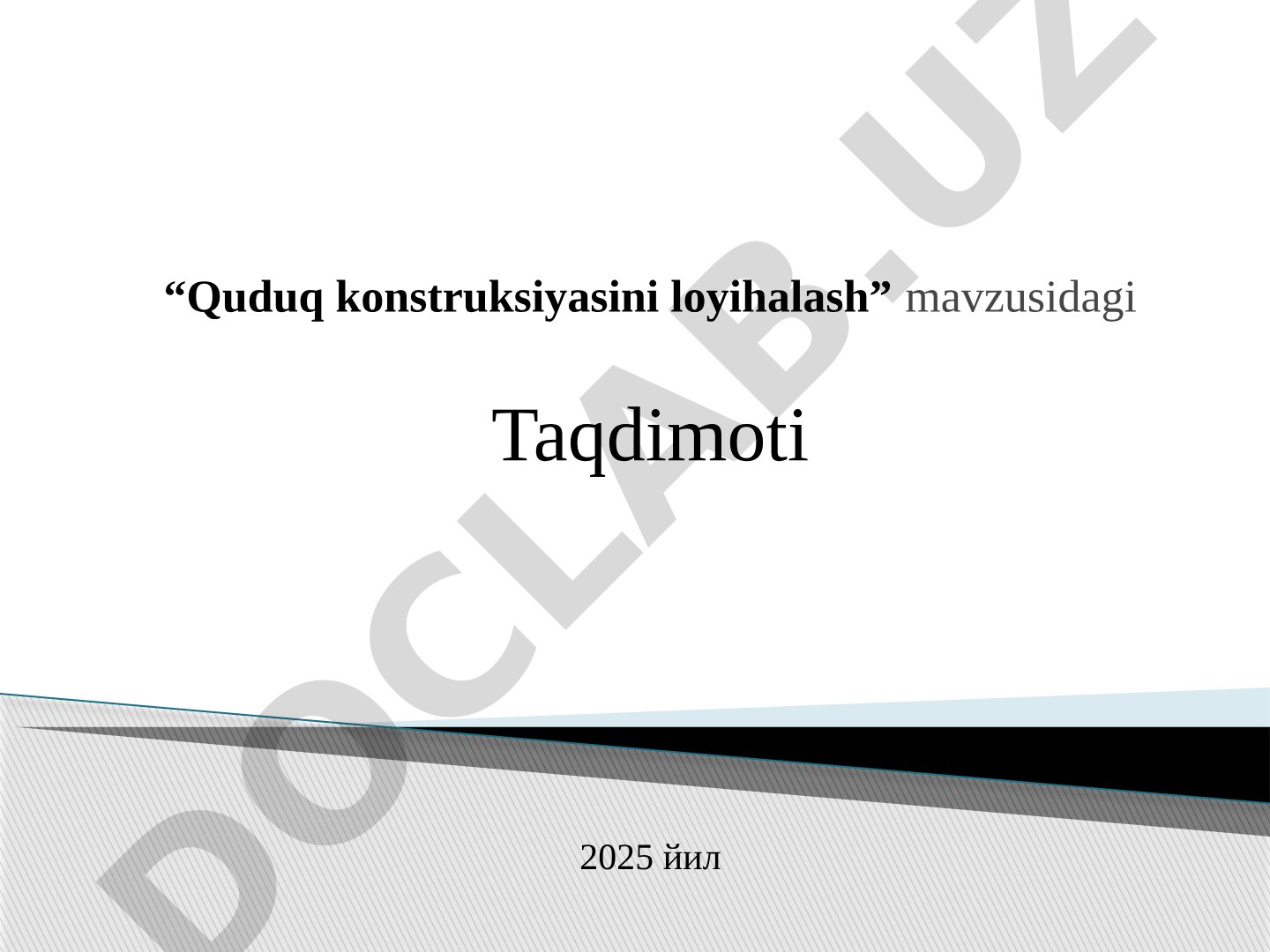 Quduq konstruksiyasini loyihalash