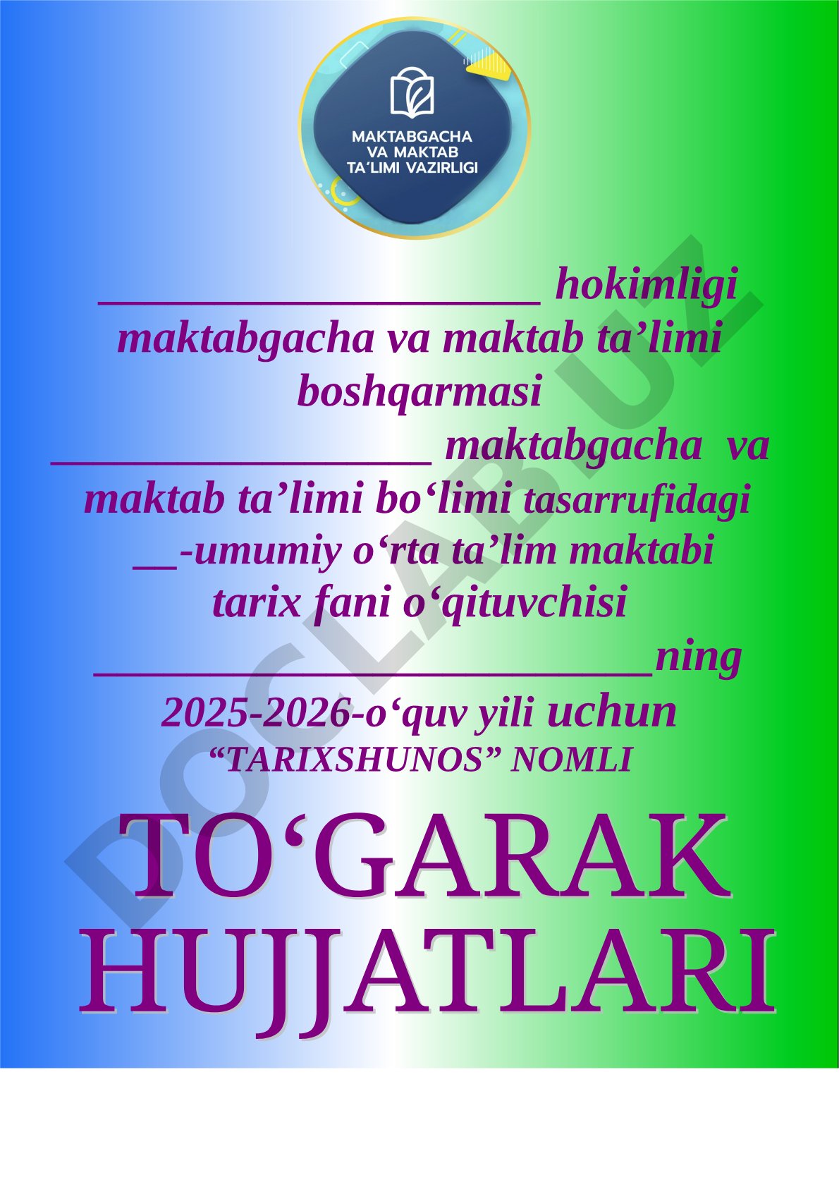 Tarixshunos to‘garagi faoliyat rejasi