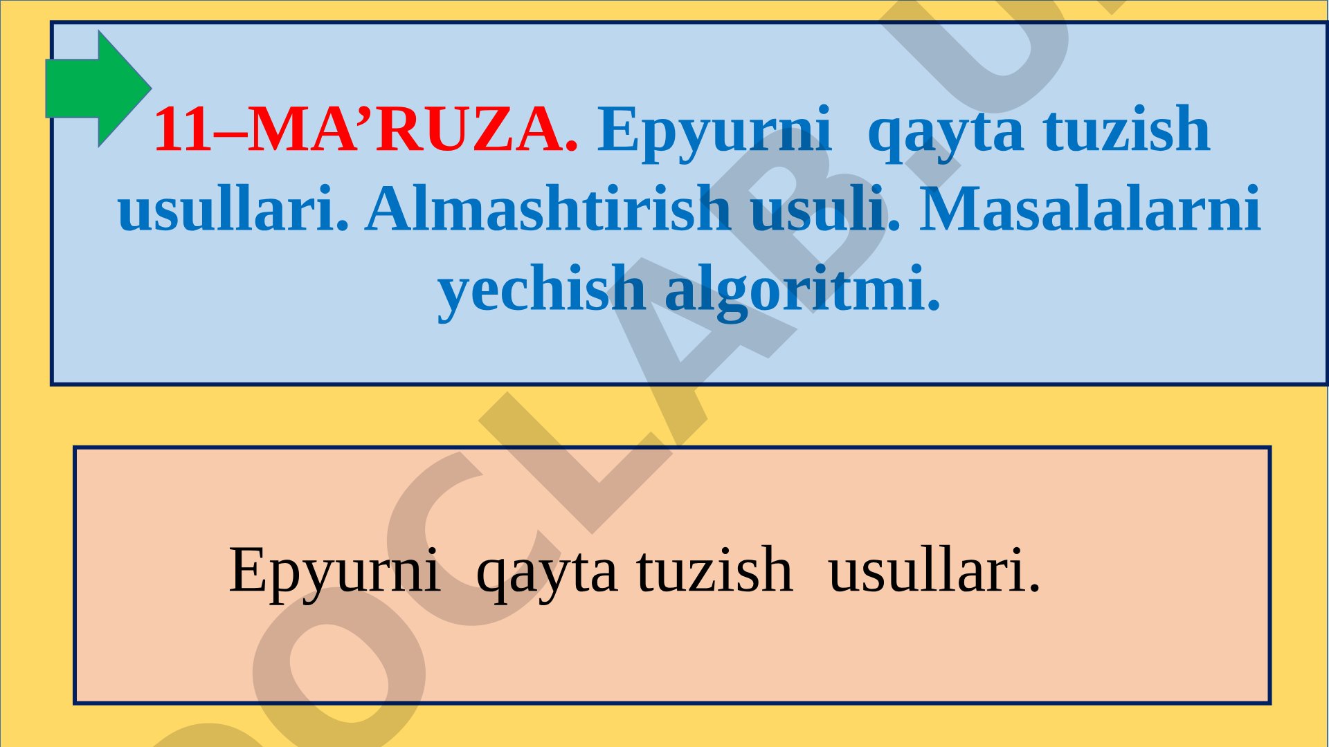 Epyurni qayta tuzish usullari