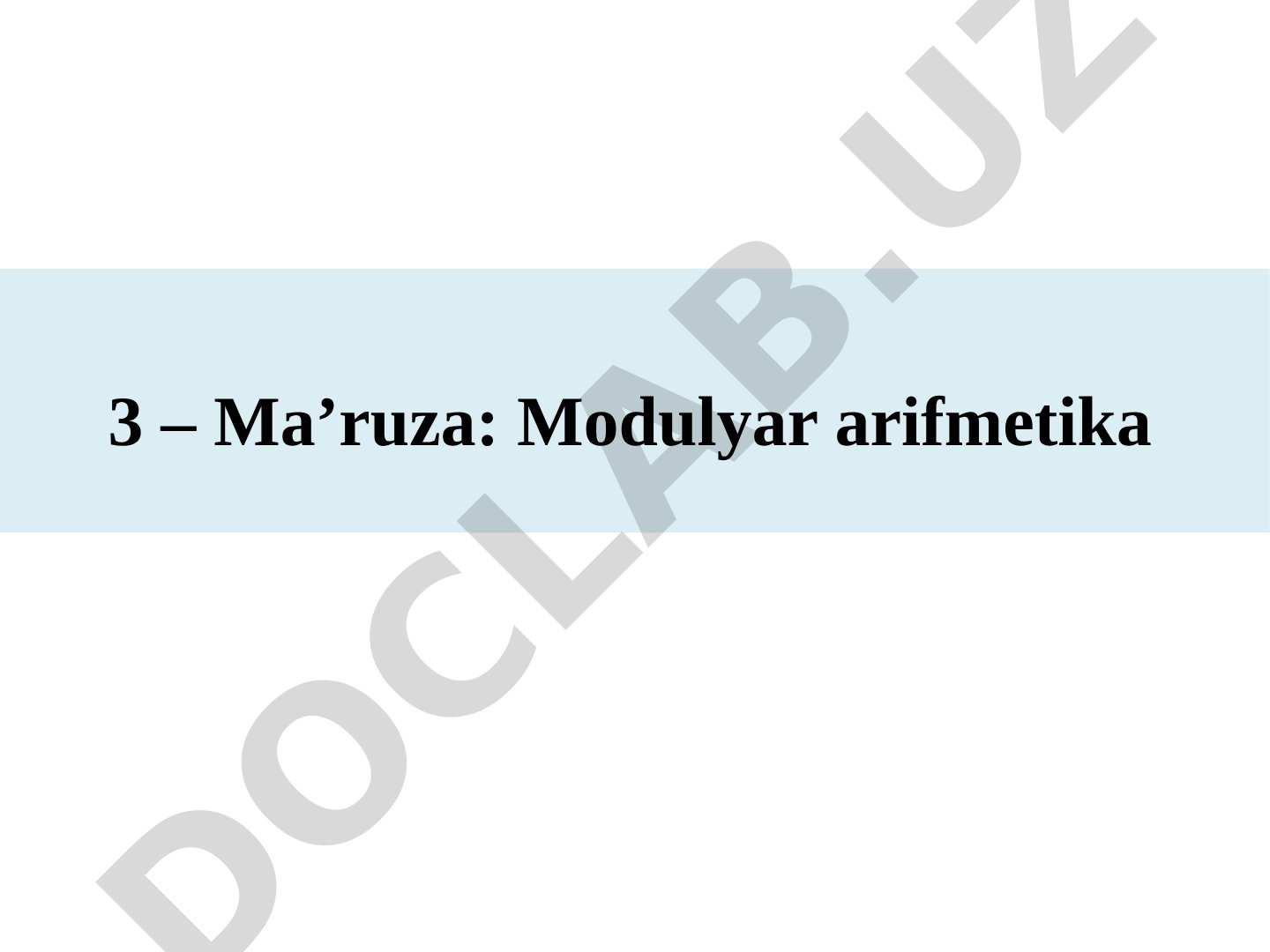 Modulyar arifmetika