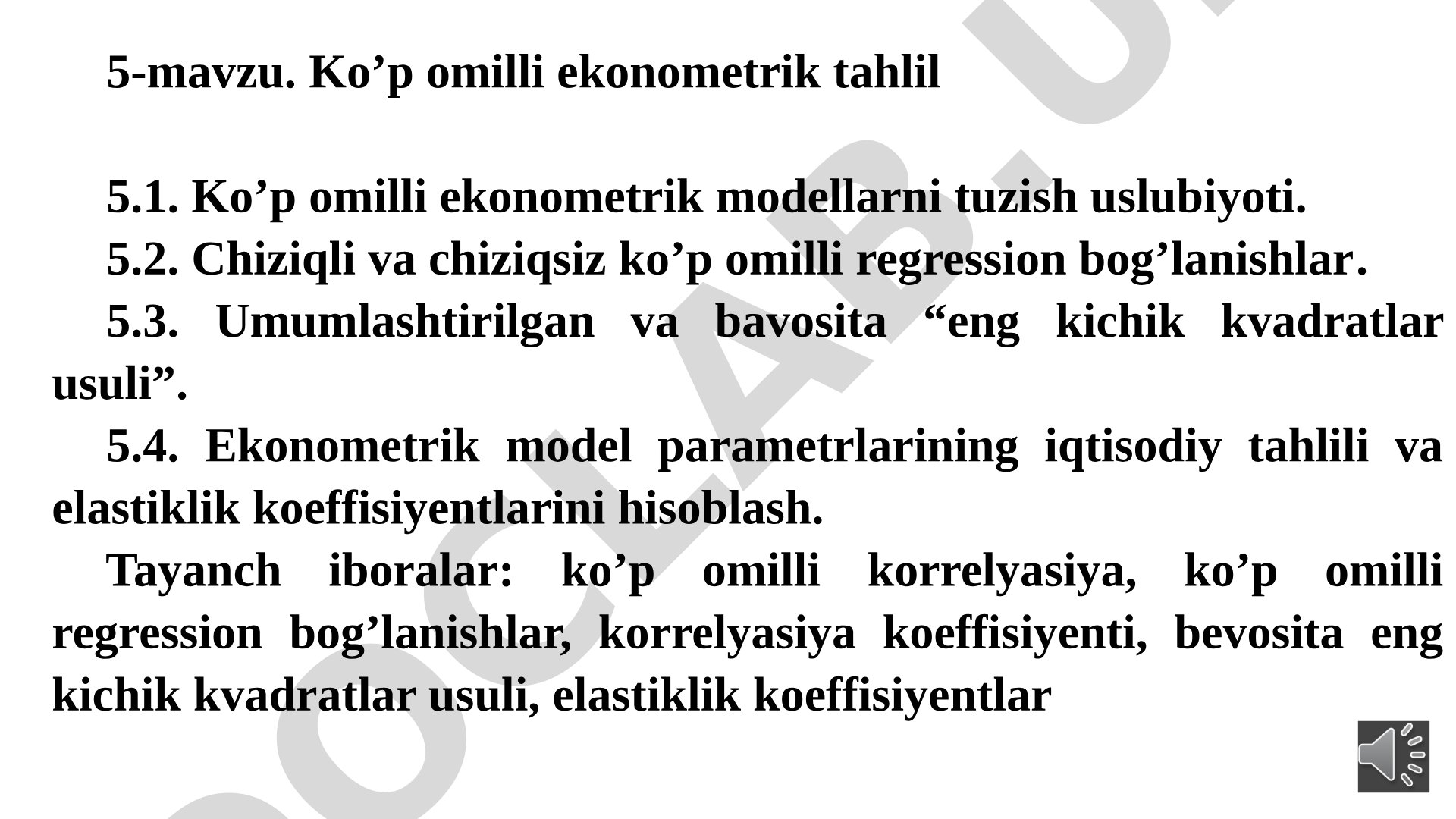 Ko’p omilli ekonometrik tahlil