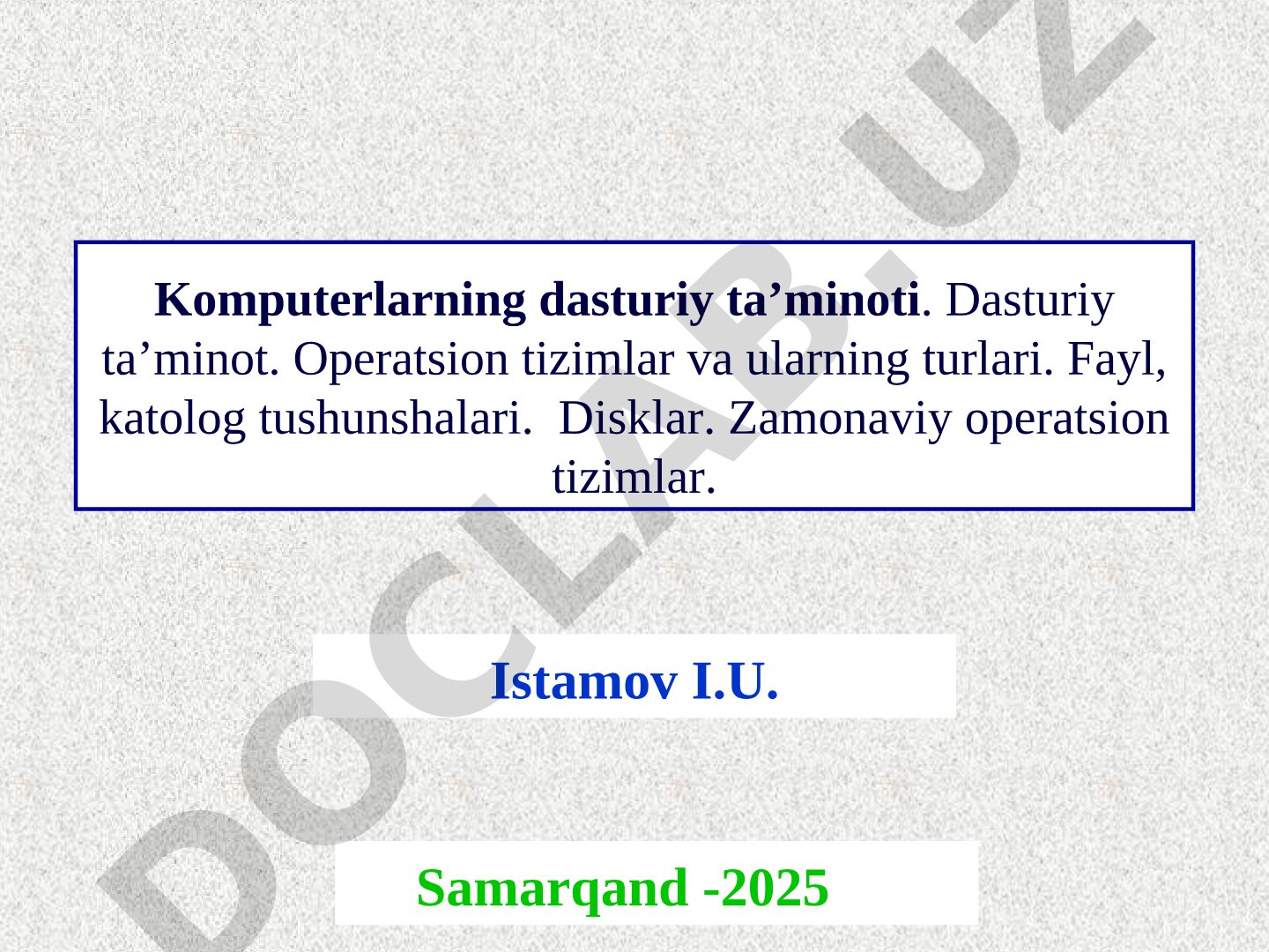Kompyuterlarning dasturiy ta'minoti