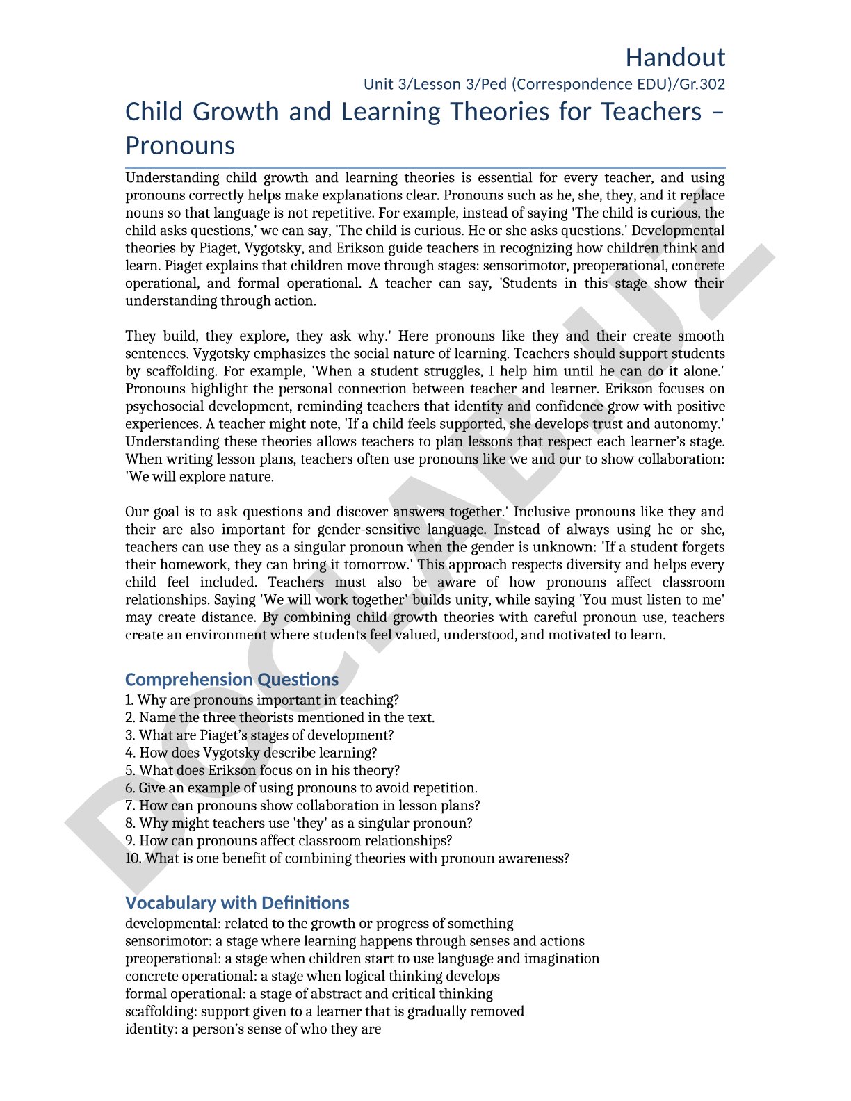 Child Growth and Learning Theories for Teachers
