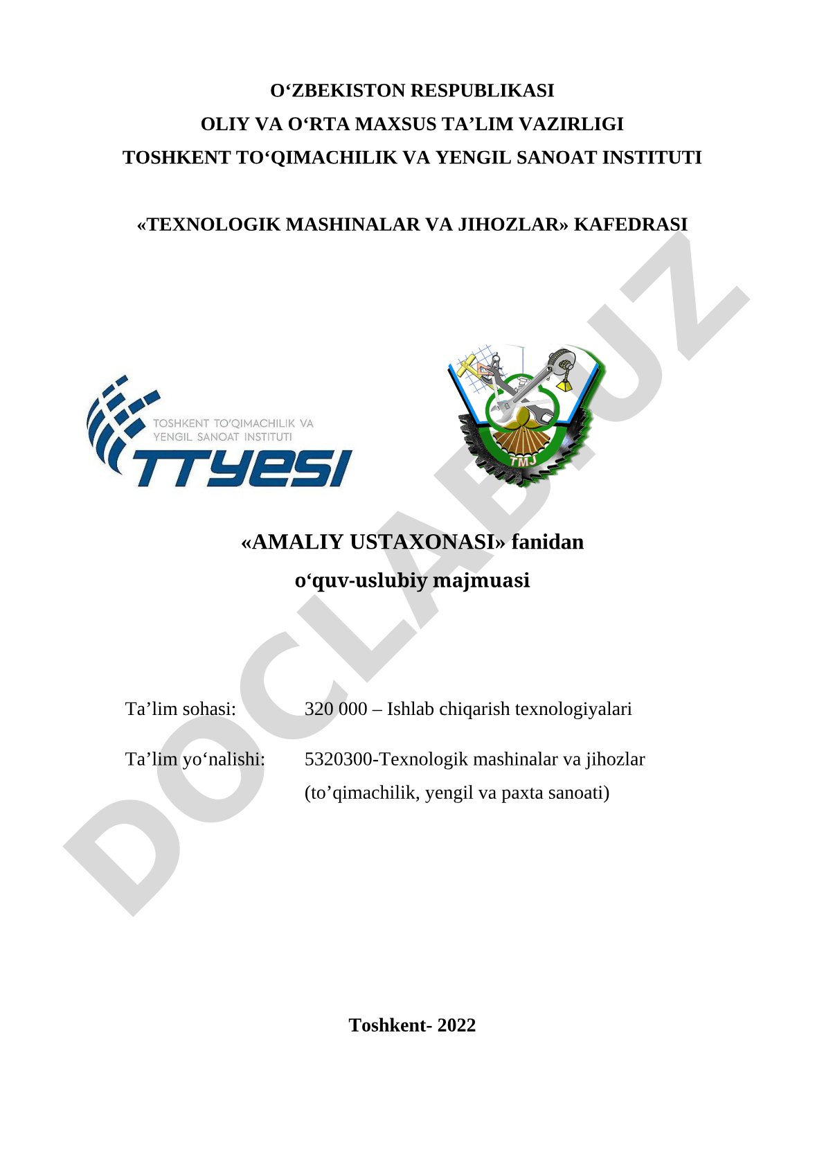 Amaliy ustaxonasi fanidan o‘quv-uslubiy majmuasi
