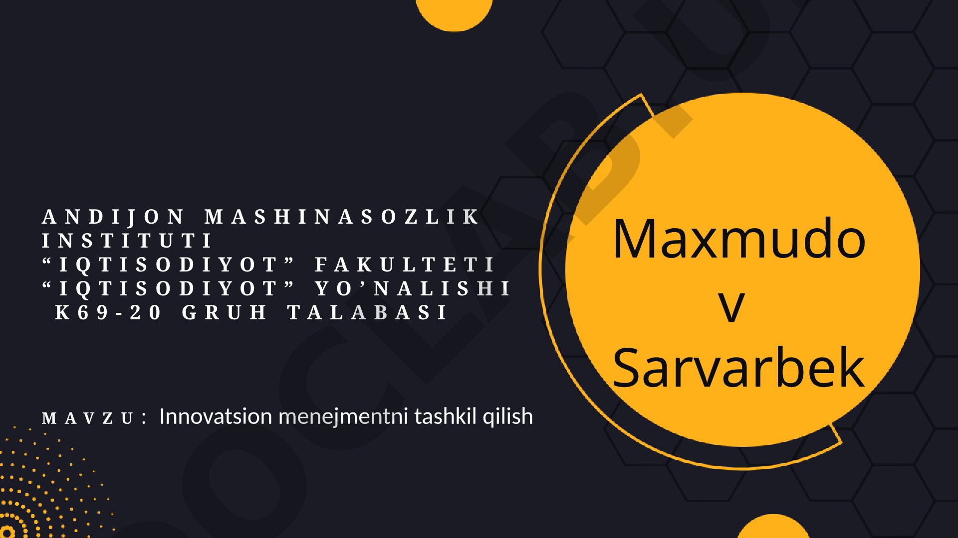 Innovatsion menejmentni tashkil qilish