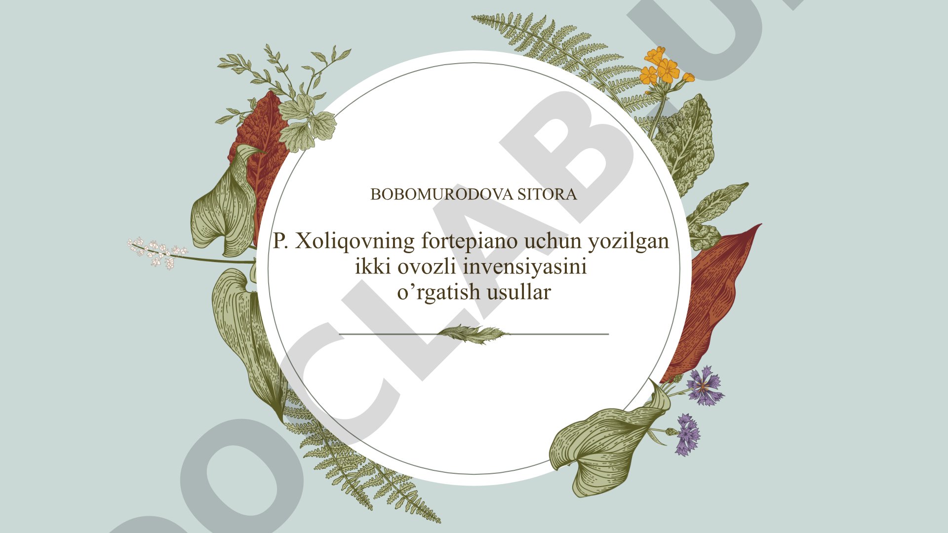 P. Xoliqovning fortepiano uchun yozilgan ikki ovozli invensiyasini o’rgatish usullar
