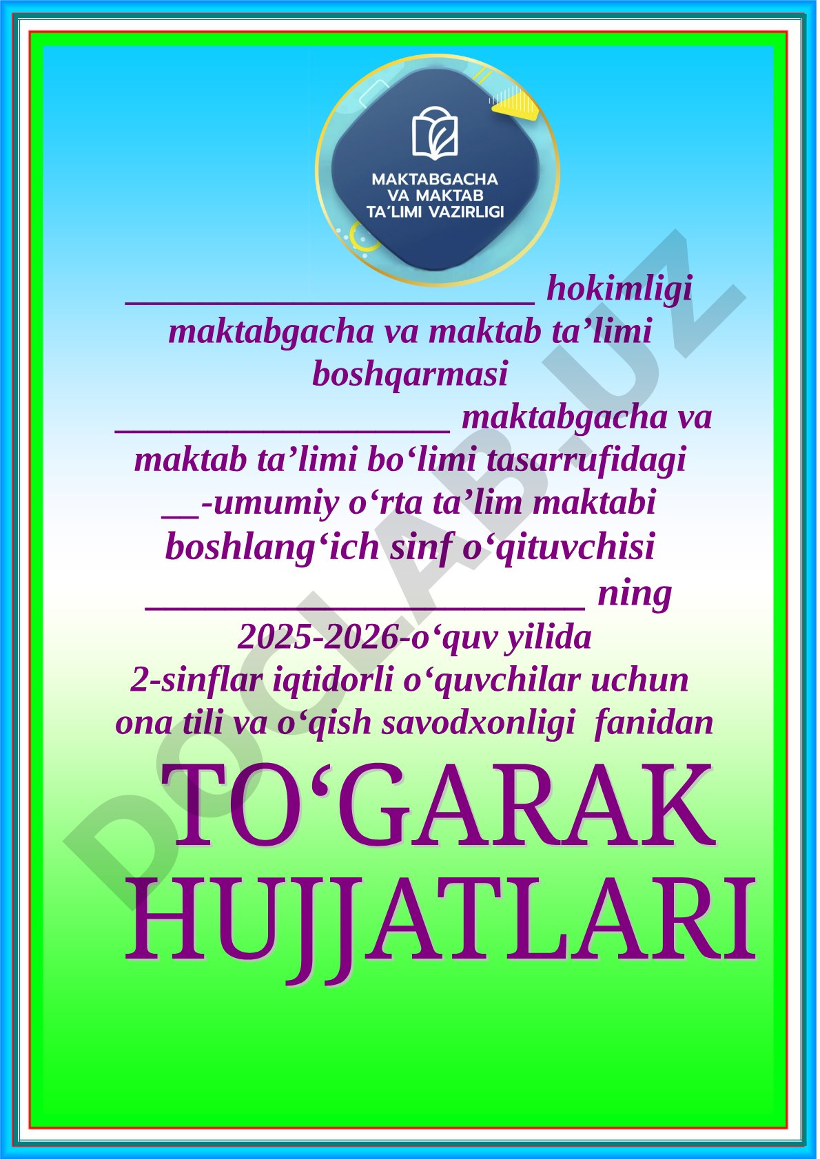 2-sinflar iqtidorli o‘quvchilar uchun ona tili va o‘qish savodxonligi to‘garagi