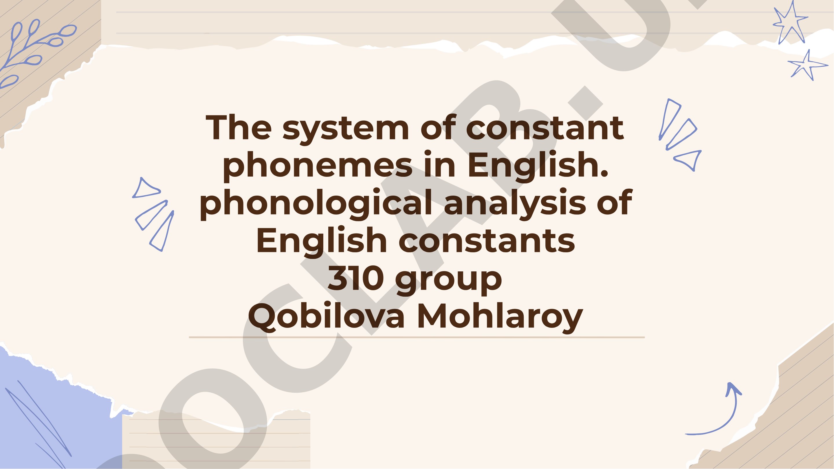 The system of constant phonemes in English
