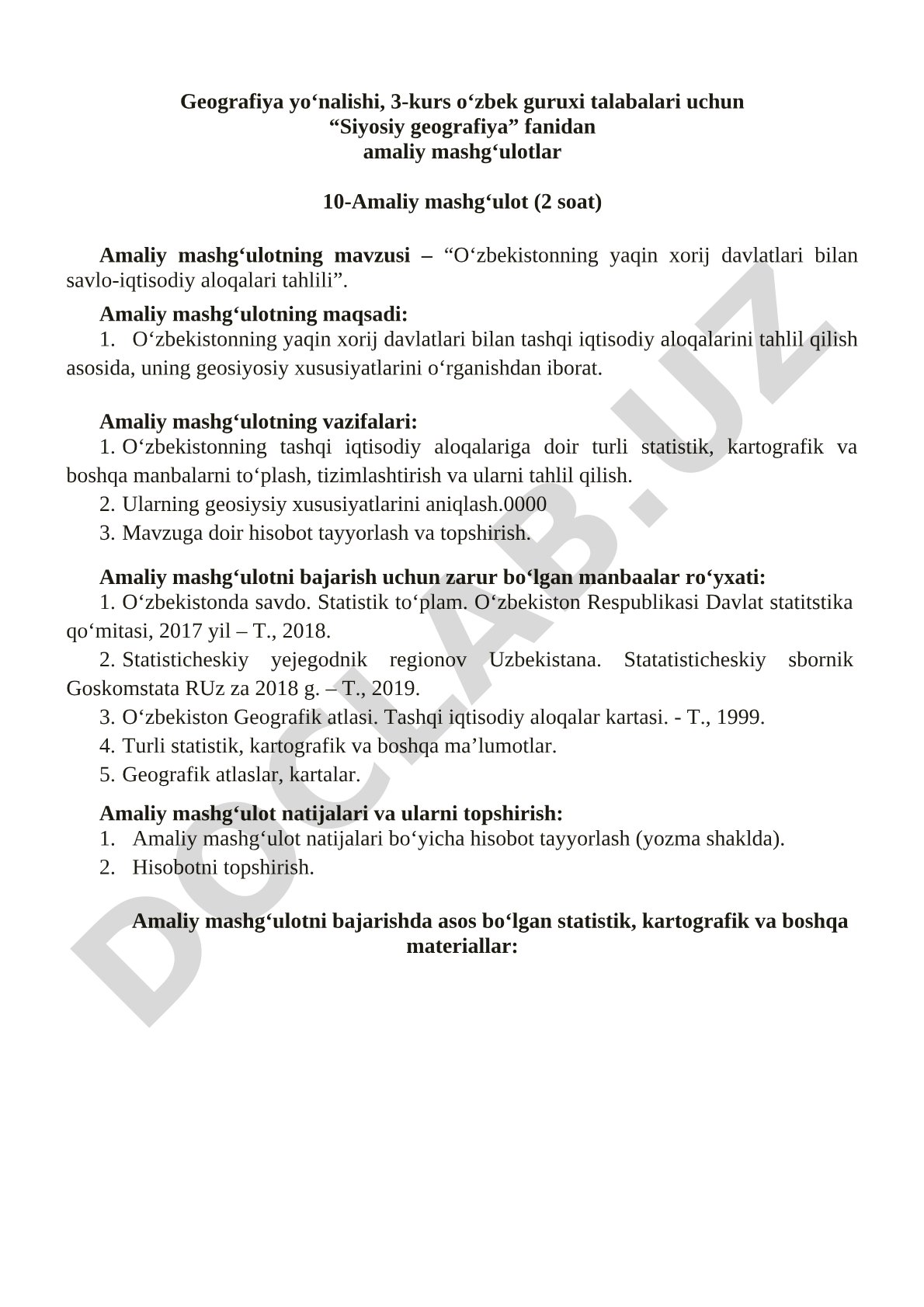 O‘zbekistonning yaqin xorij davlatlari bilan savlo-iqtisodiy aloqalari tahlili