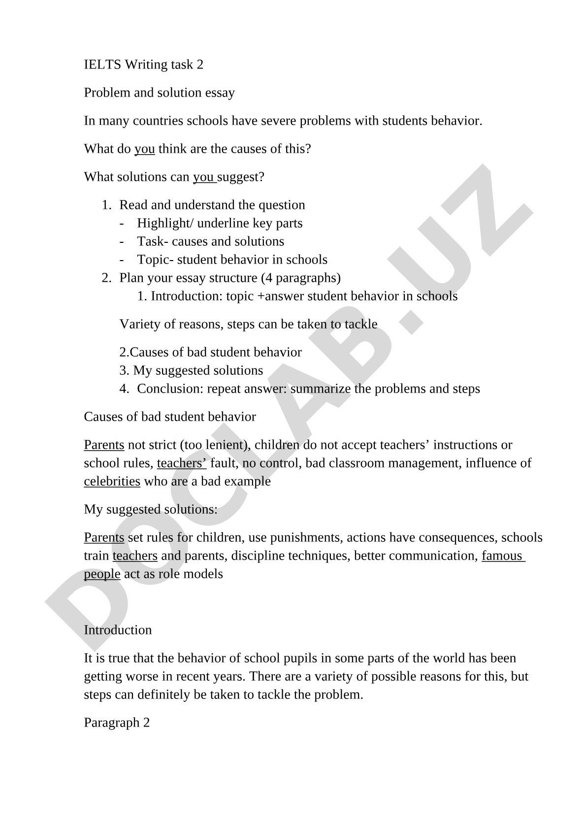 Causes and solutions for student behavior problems