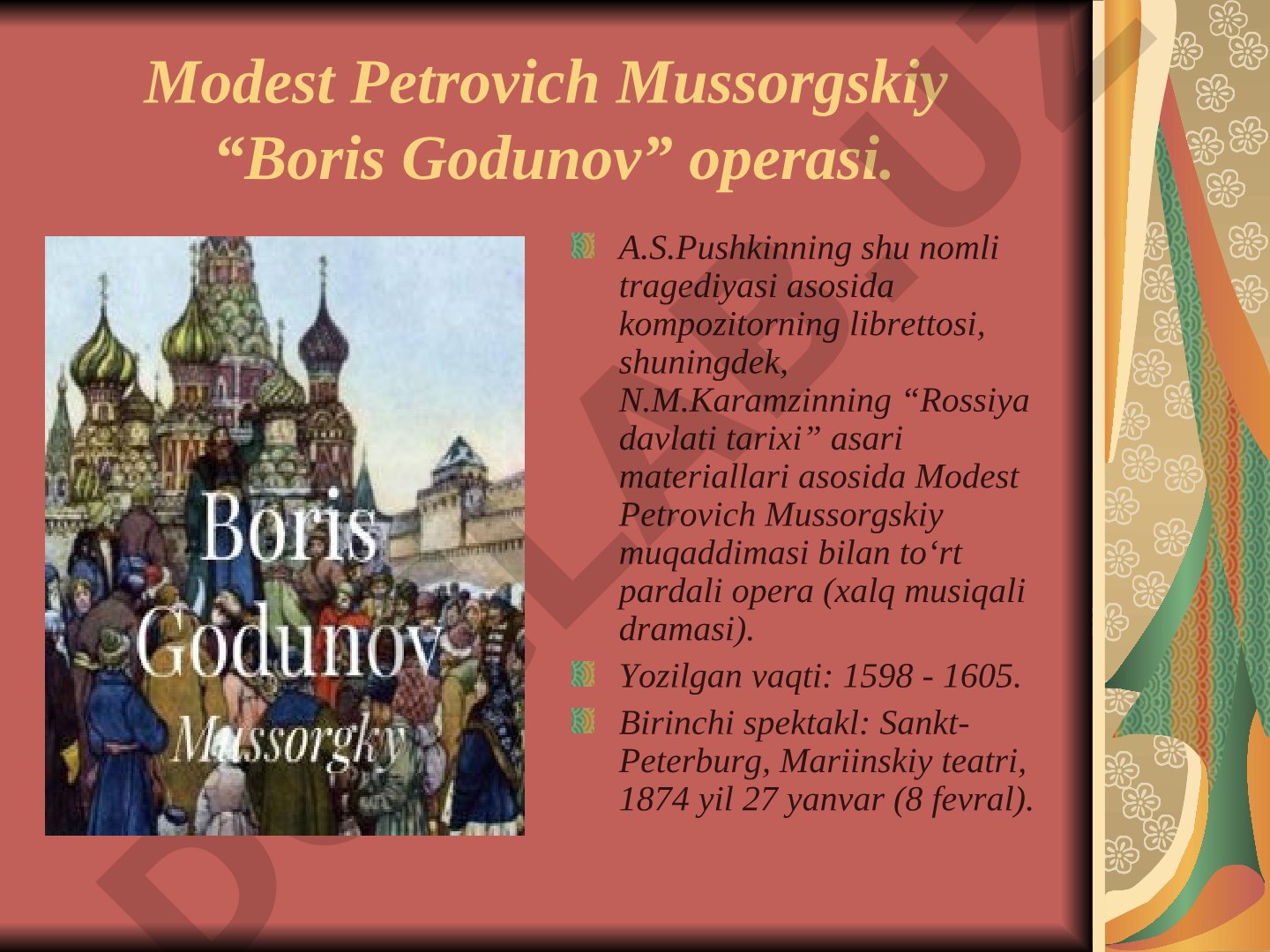 Modest Petrovich Mussorgskiy “Boris Godunov” operasi