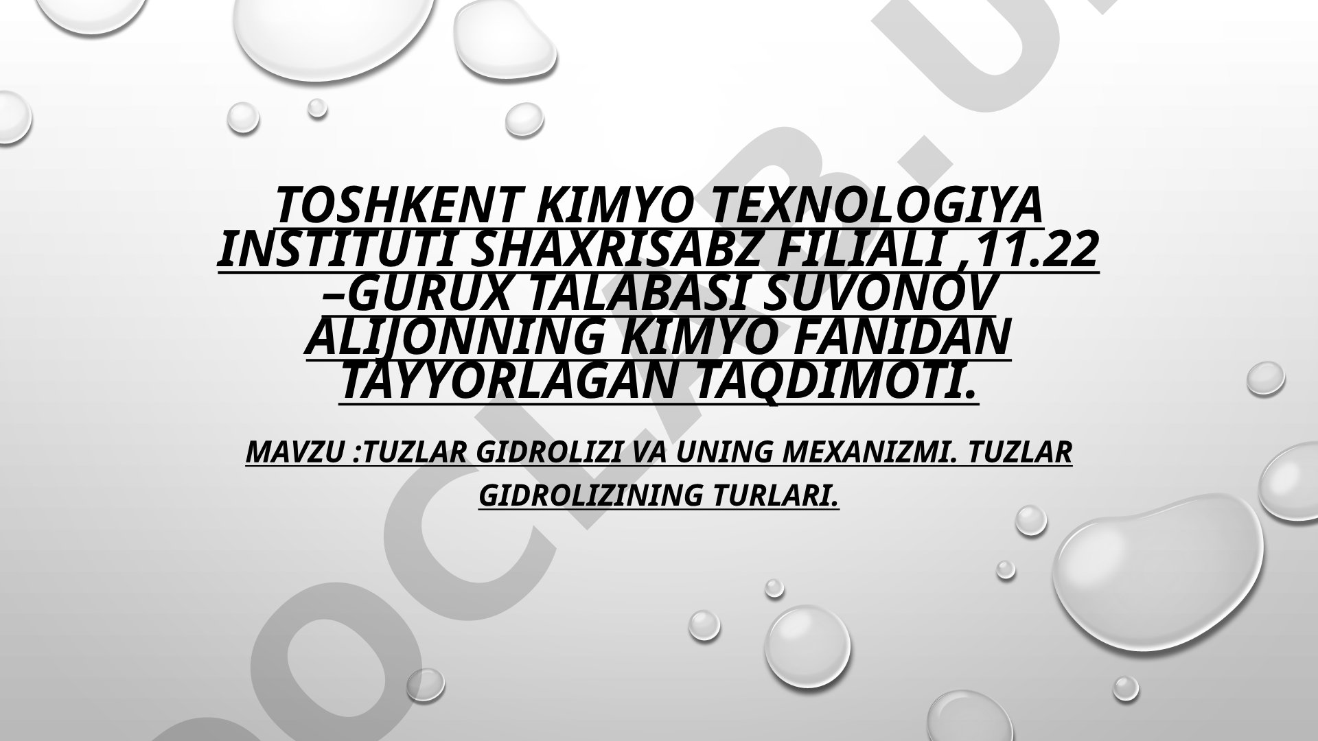Tuzlar gidrolizi va uning mexanizmi
