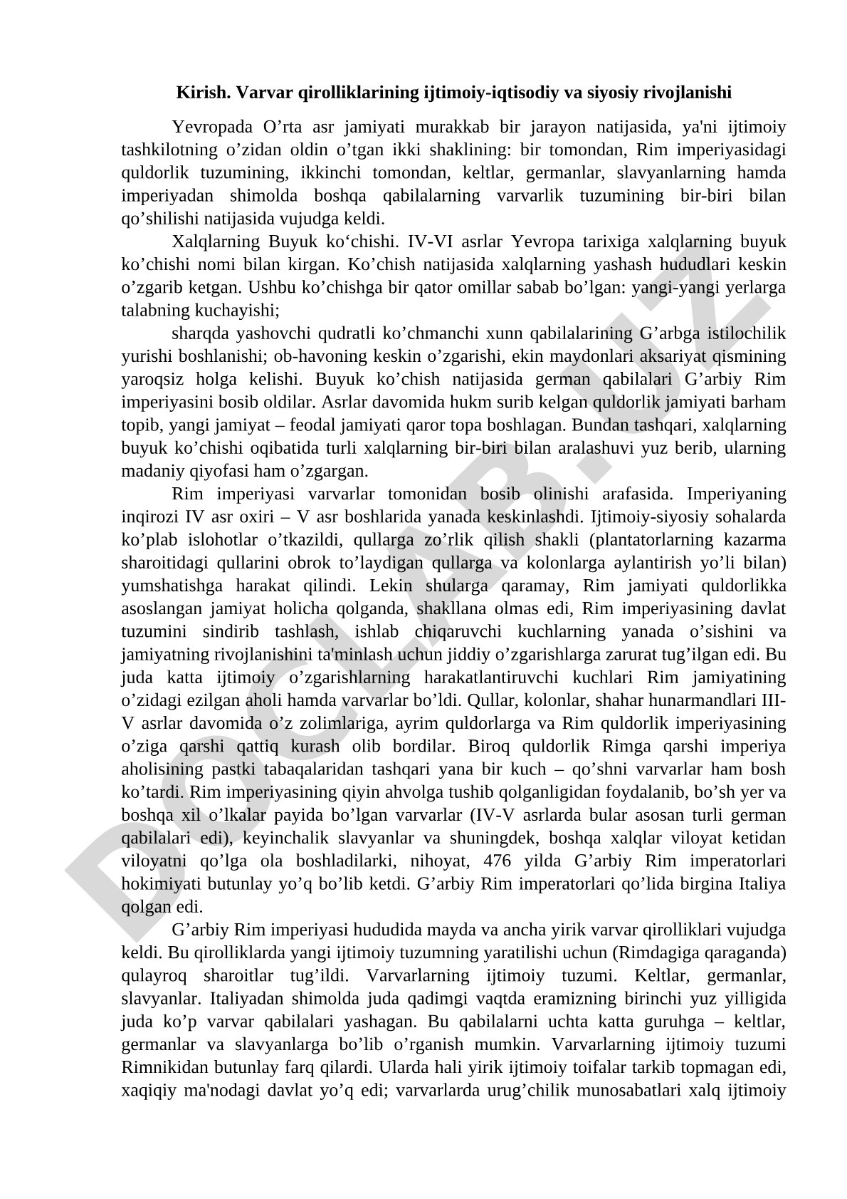 Varvar qirolliklarining ijtimoiy-iqtisodiy va siyosiy rivojlanishi
