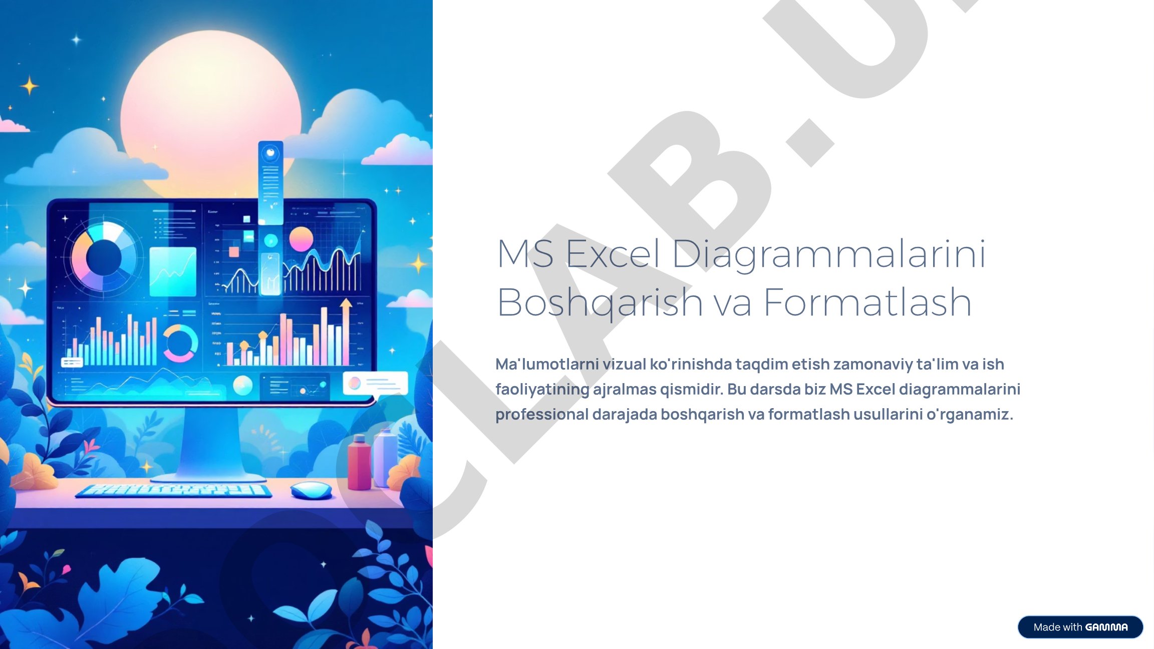 MS Excel Diagrammalarini Boshqarish va Formatlash