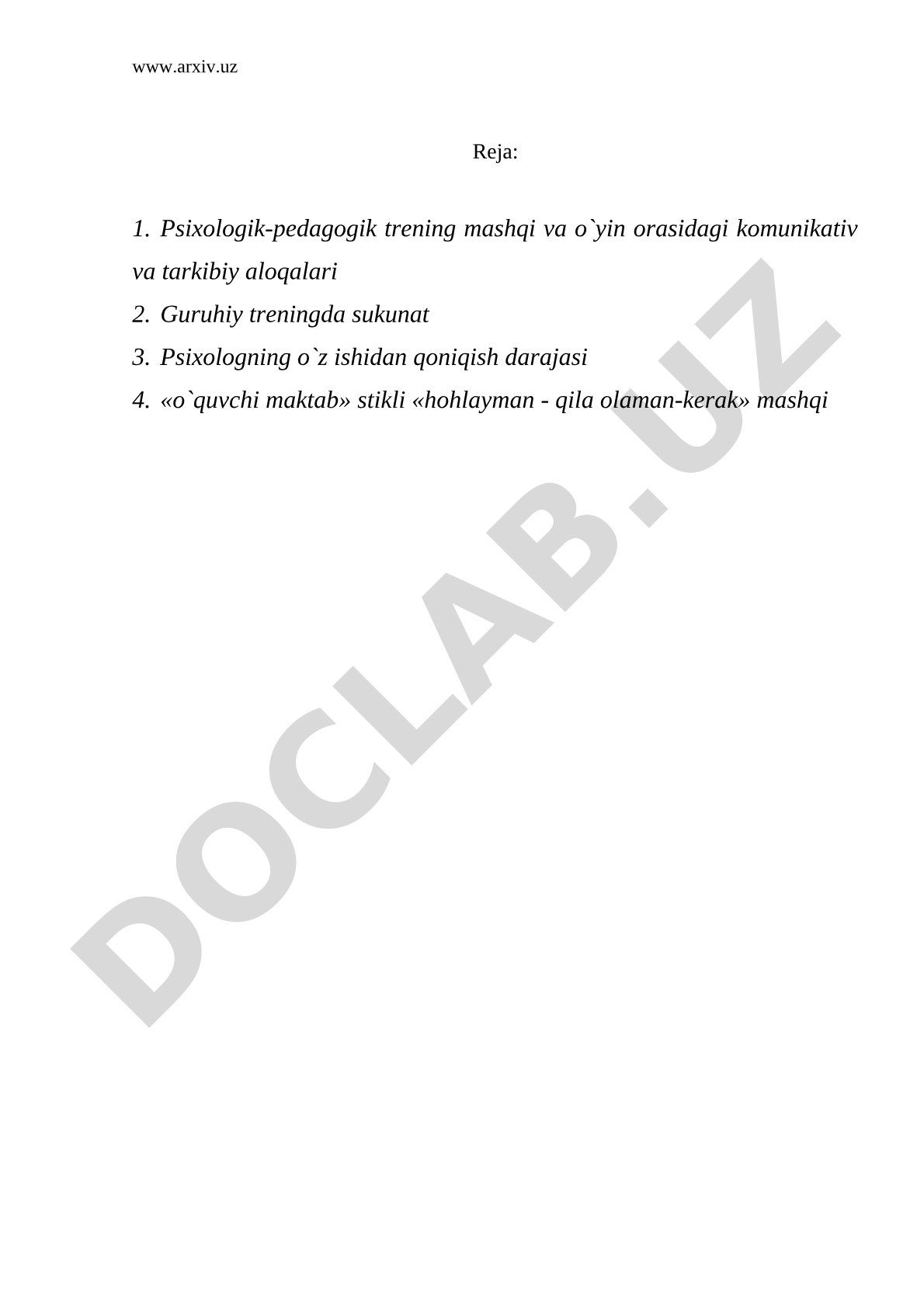Psixologik-pedagogik trening mashqi va o`yin orasidagi komunikativ va tarkibiy aloqalari