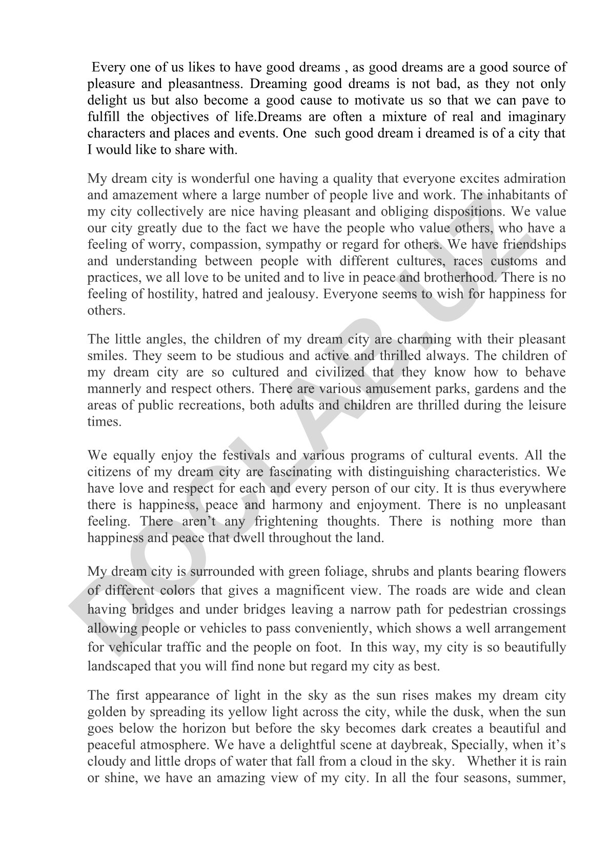 Dream City Description and Social Harmony