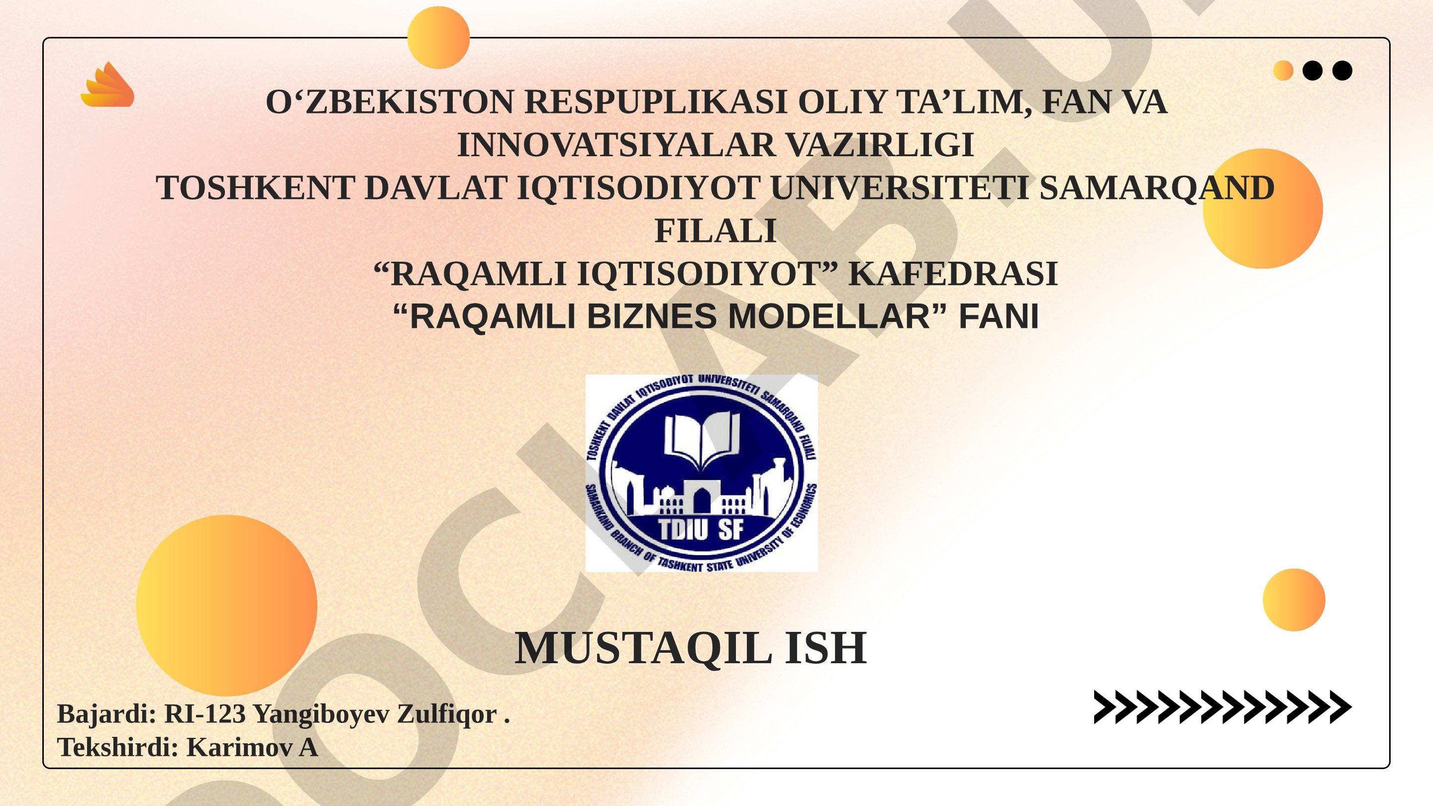Raqamli iqtisodiyotda moliyaviy va resurslarni boshqarish