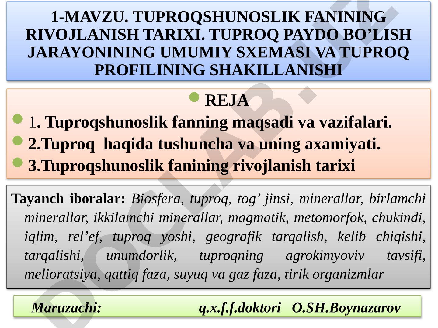 Tuproqshunoslik fanining rivojlanish tarixi